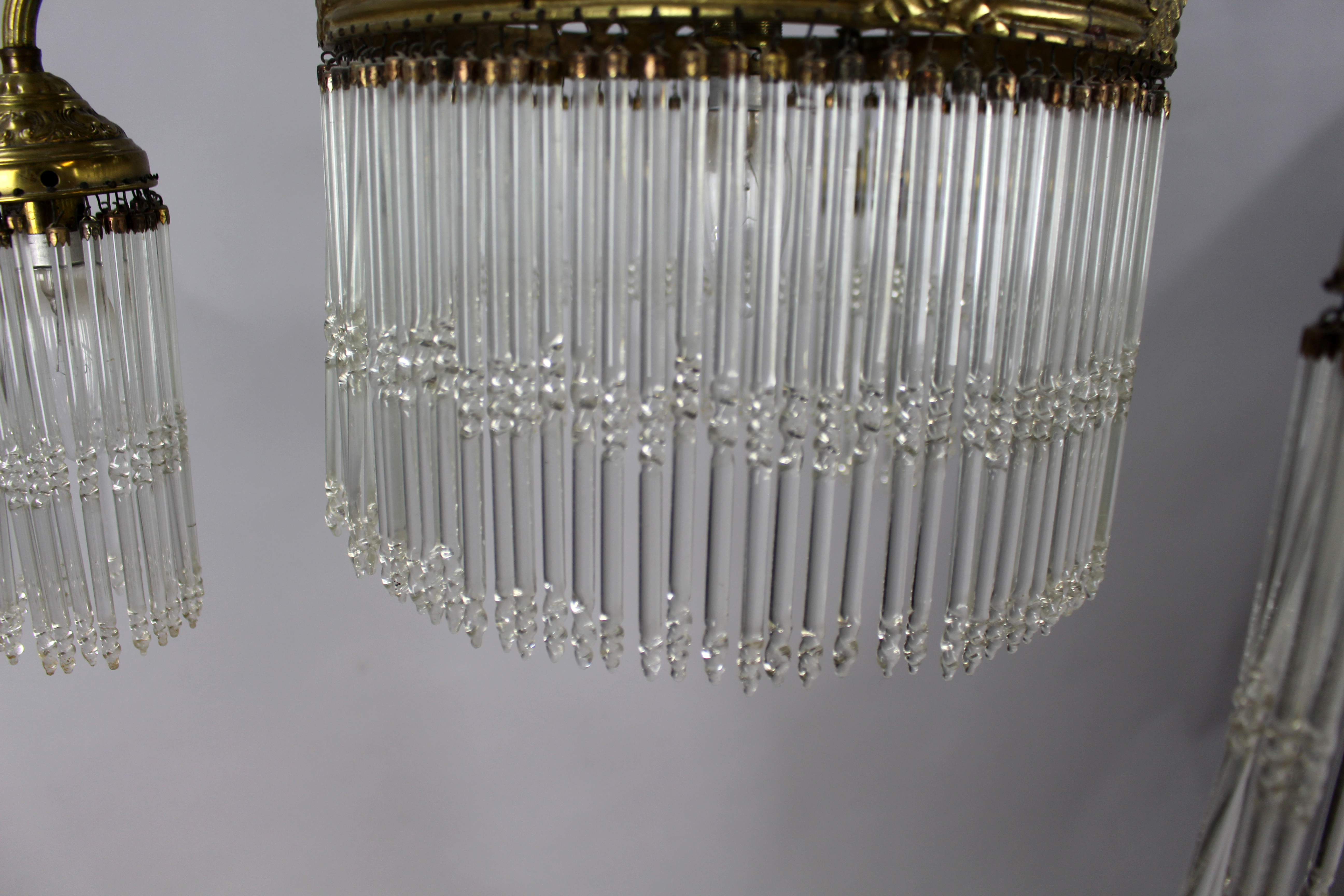 French & Crystal Gilt Brass Chandelier c.1930 - Image 8 of 9