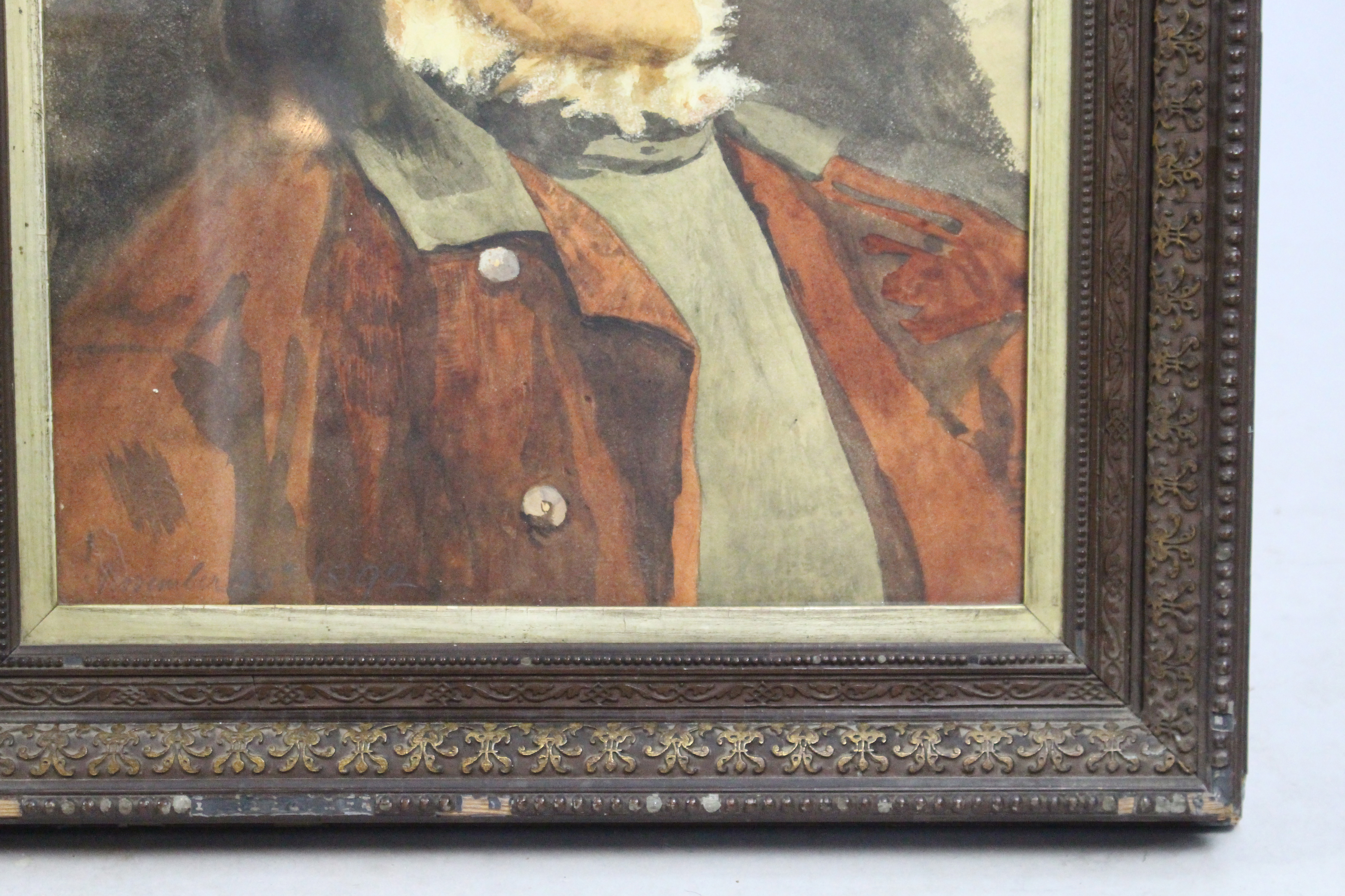 Antique Victorian Framed Watercolour of an Old Fisherman - Image 3 of 4