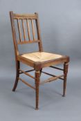 Edwardian Beech Occasional Chair with Rush Seat