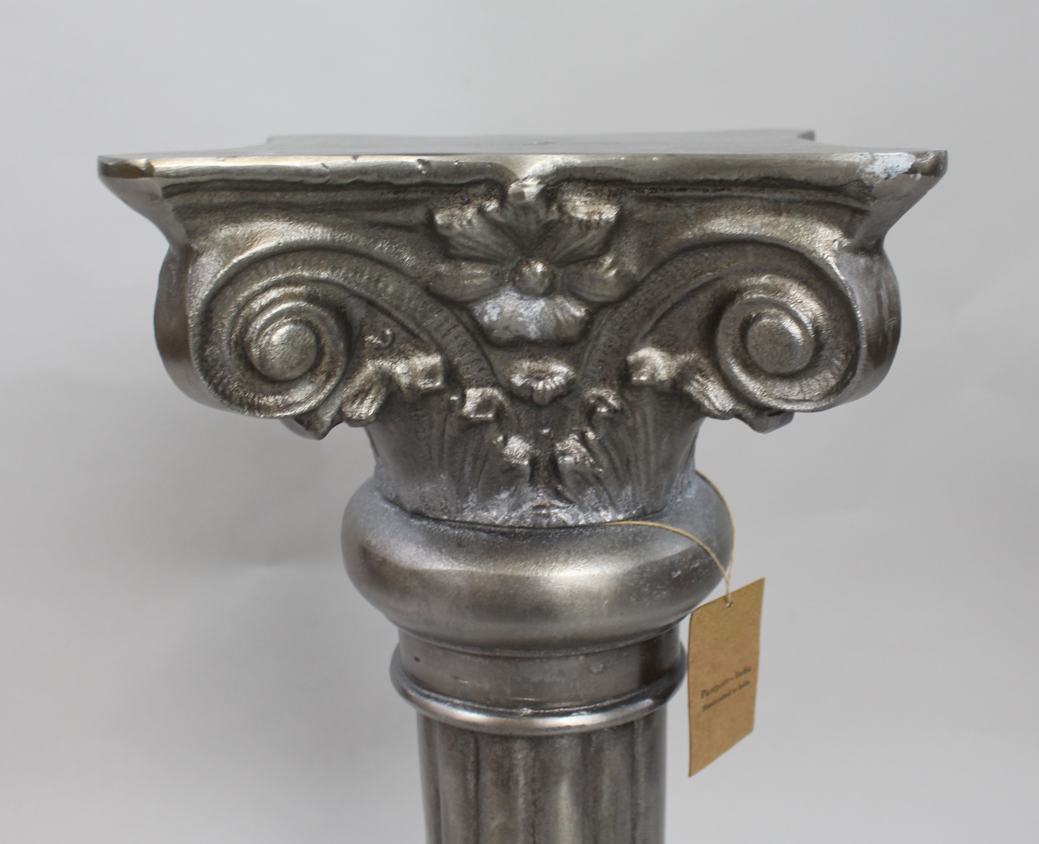 Ornate Silvered Column Pedestal Stand - Image 4 of 5