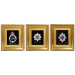 Set of 3 Military Regiment Foil Artworks Set in Gilt Frames