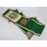 Antique Masonic Foresters Friendly Society Green Sash