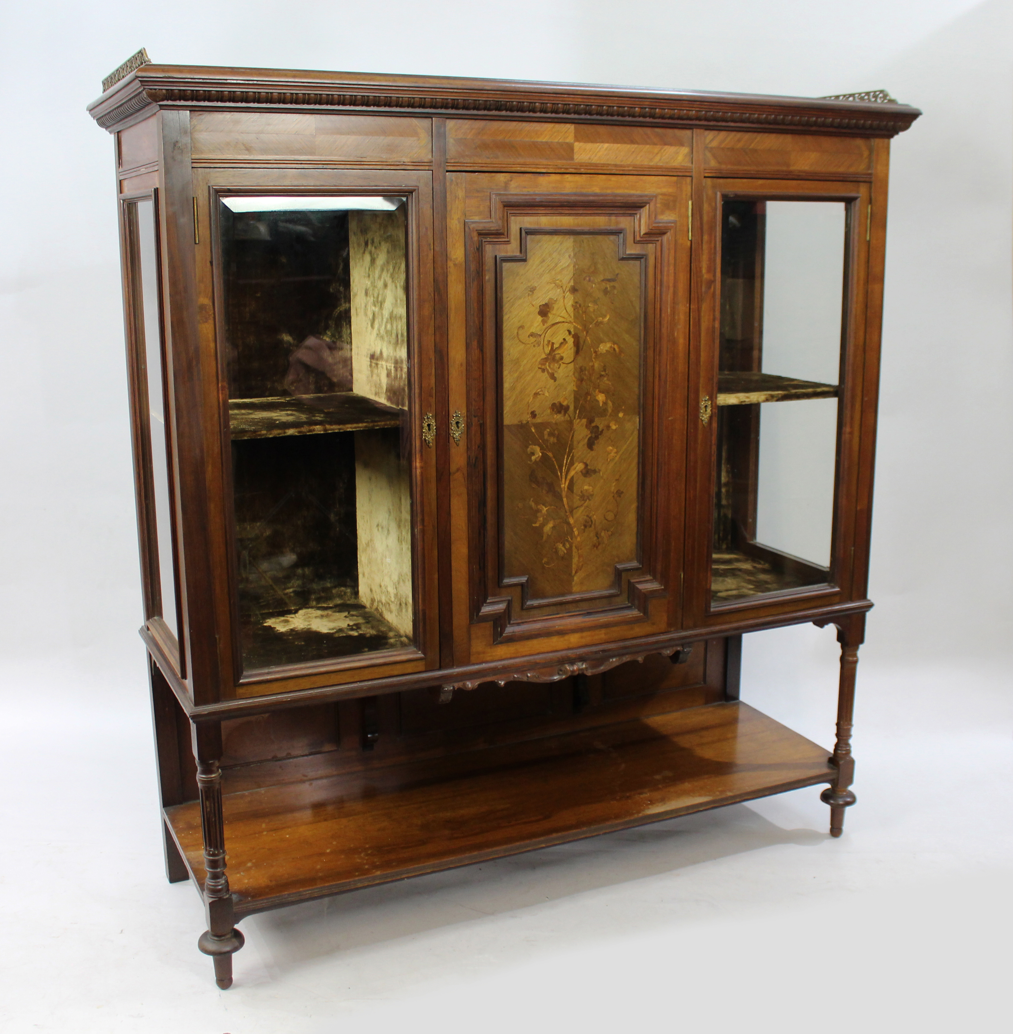 Late Victorian Inlaid Rosewood Display Cabinet - Image 7 of 7