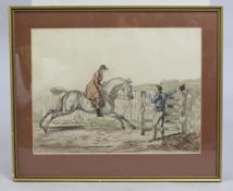 Antique Hunting Print Set in Gilt Frame