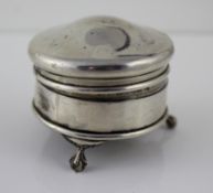 Sterling Silver Velvet Lined Pin Cushion Birmingham 1920