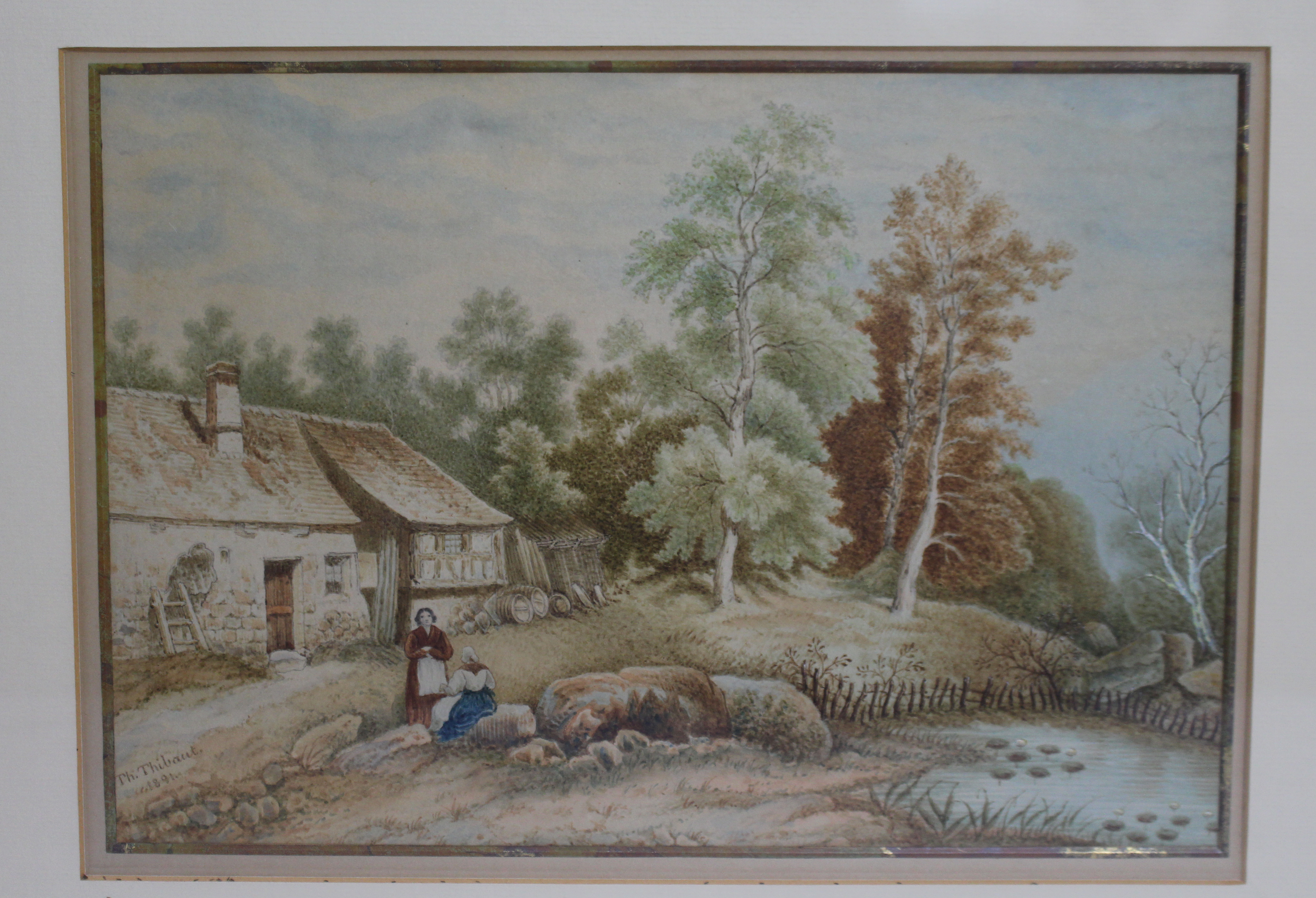 Pair of 19th c. Watercolours by Th.Thibault 1891 - Image 8 of 11