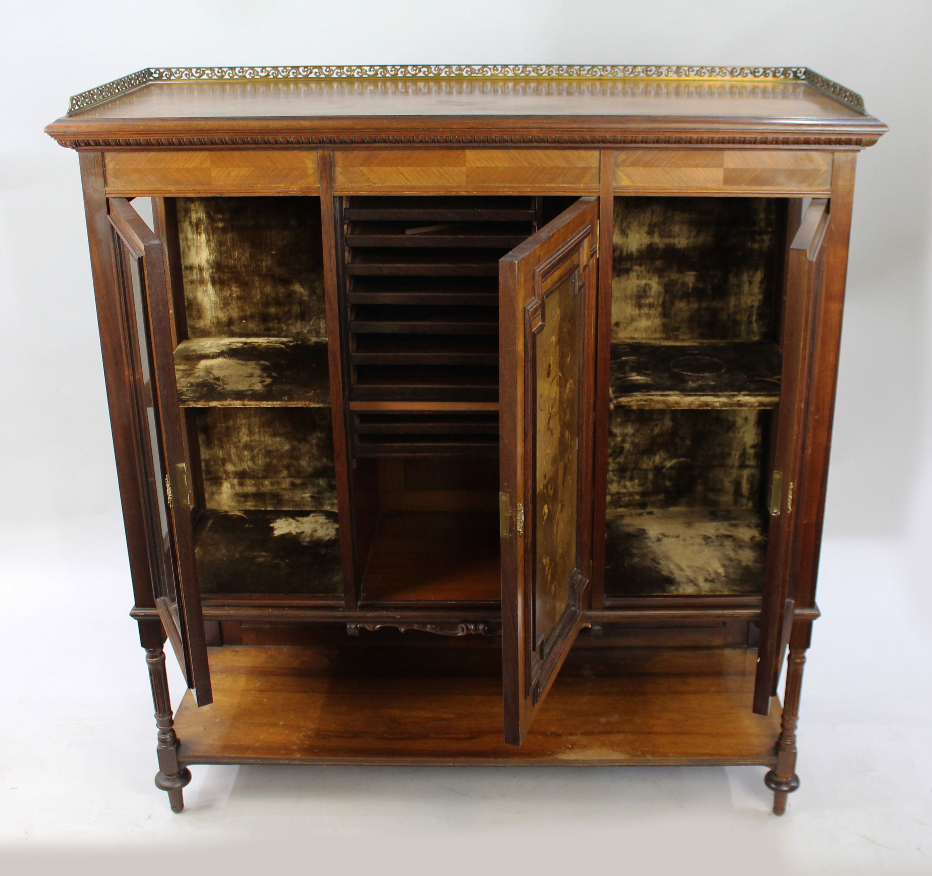 Late Victorian Inlaid Rosewood Display Cabinet - Image 6 of 7