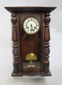 Antique Mahogany Enamel Dial Regulator Wall Clock