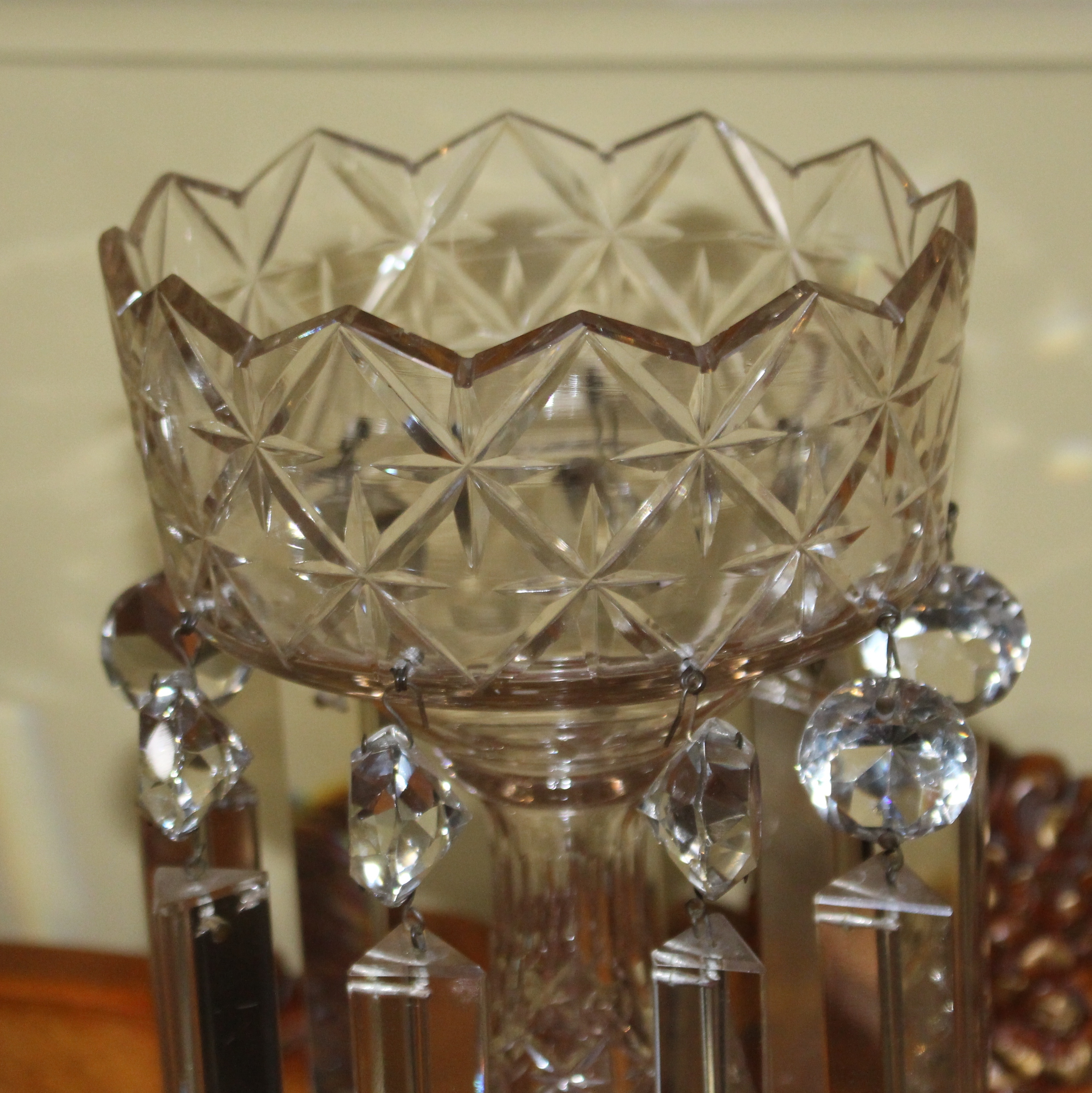 Pair of Heavy Georgian Cut Glass Lustres - Image 3 of 8