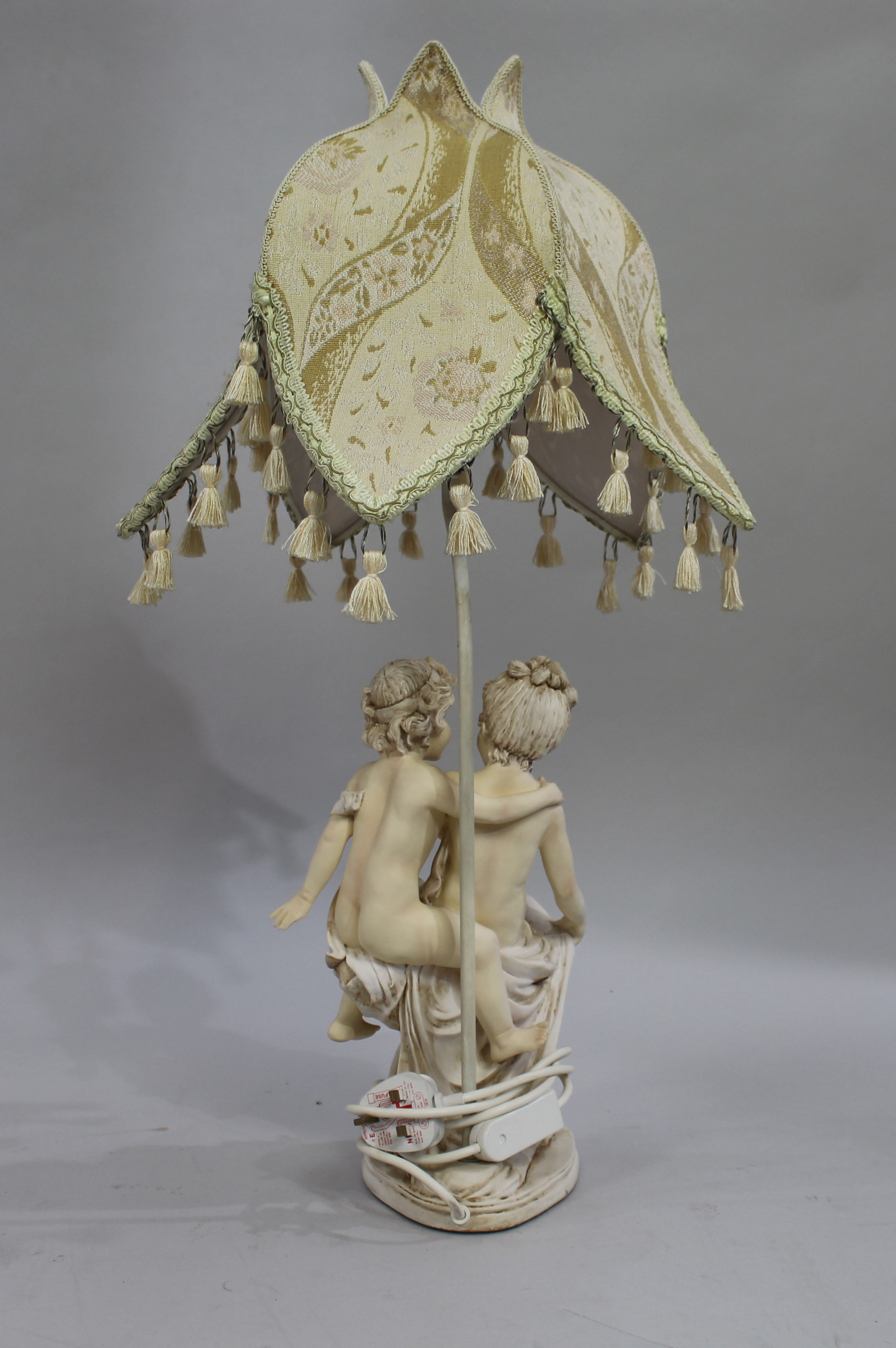 Italian Classical Figural Table Lamp with Lotus Form Shade - Image 3 of 3