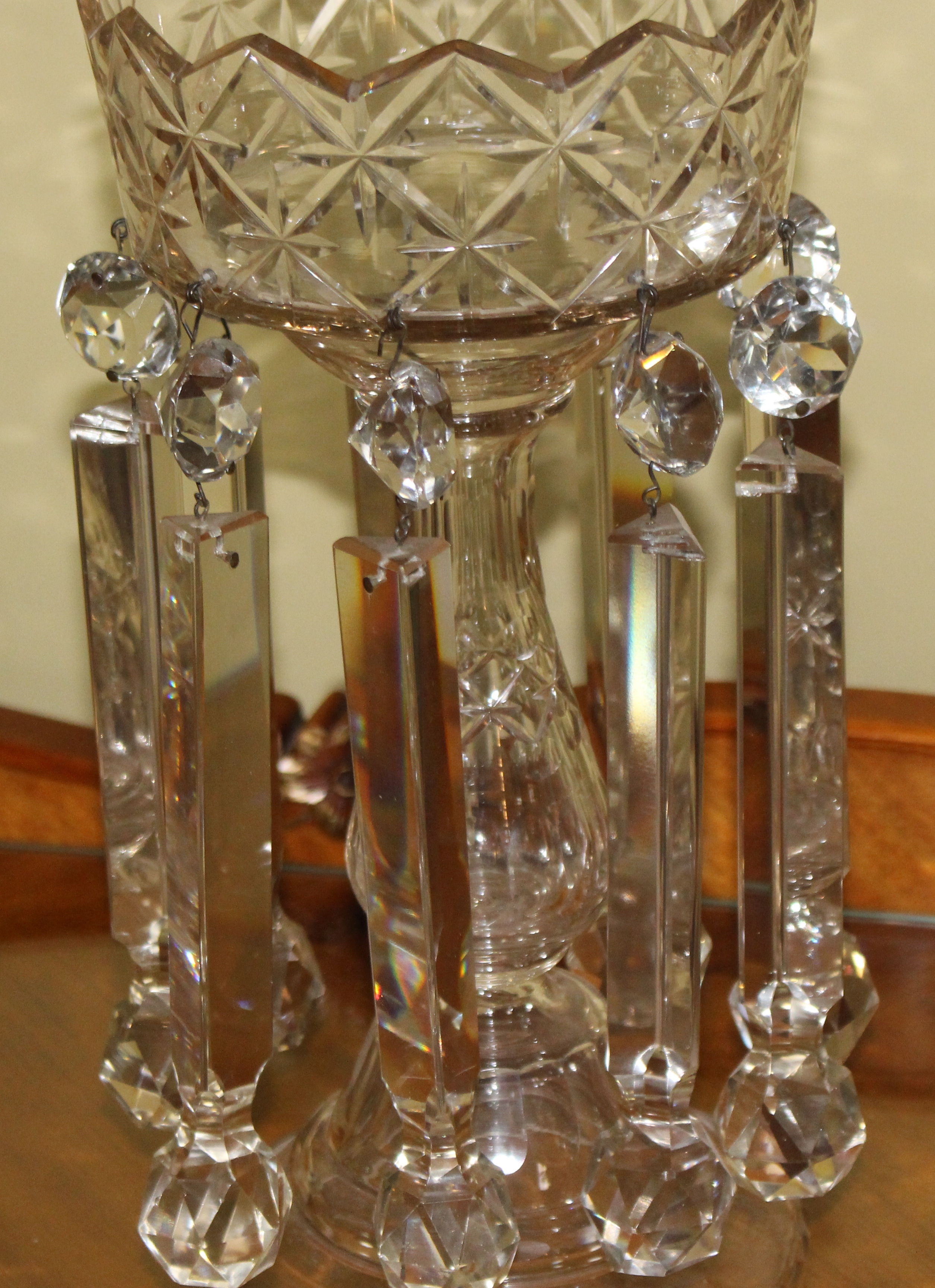 Pair of Heavy Georgian Cut Glass Lustres - Image 4 of 8