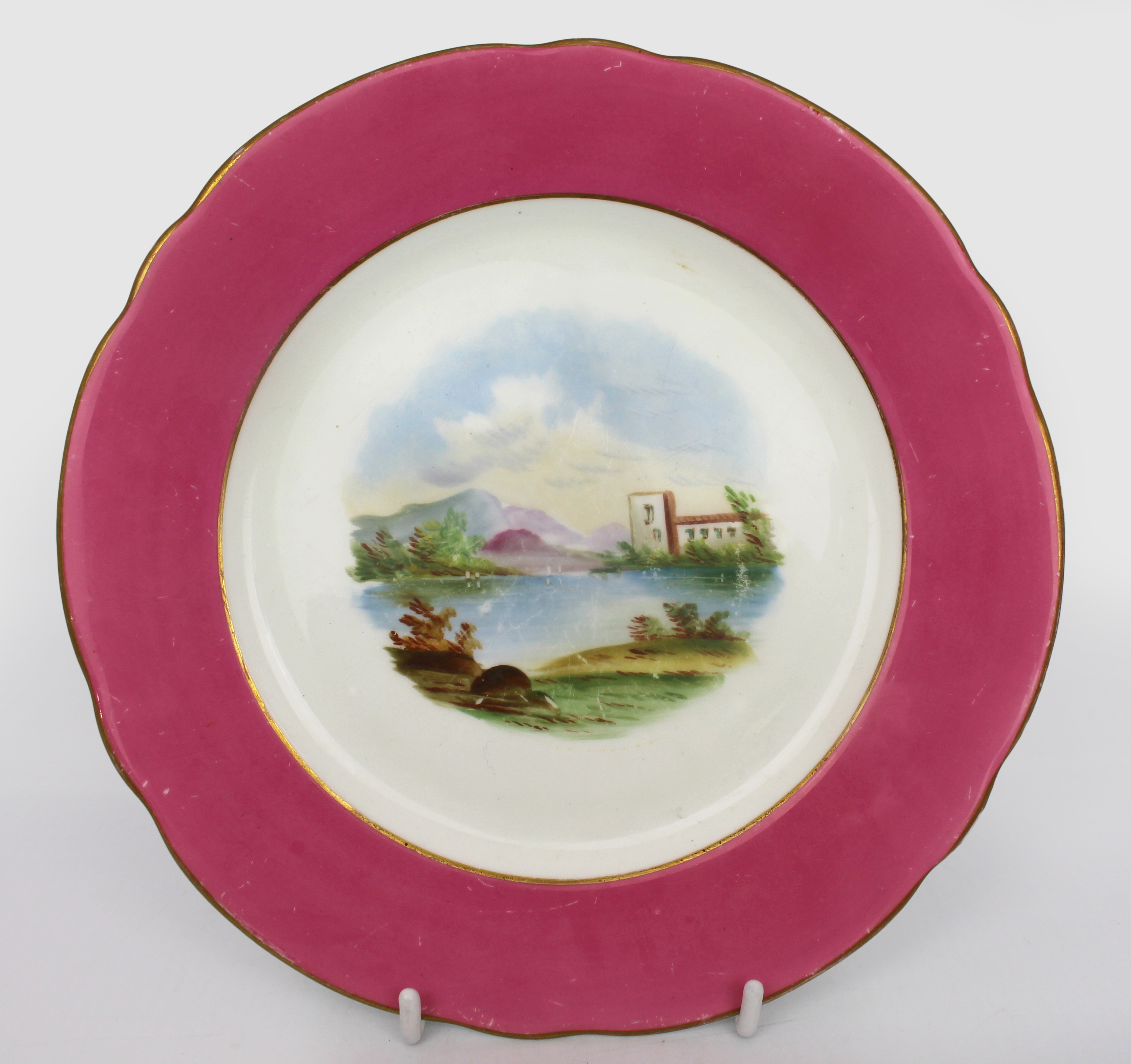 Antique Plate with Hand Painted Italienate Landscape