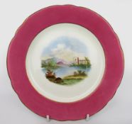Antique Plate with Hand Painted Italienate Landscape
