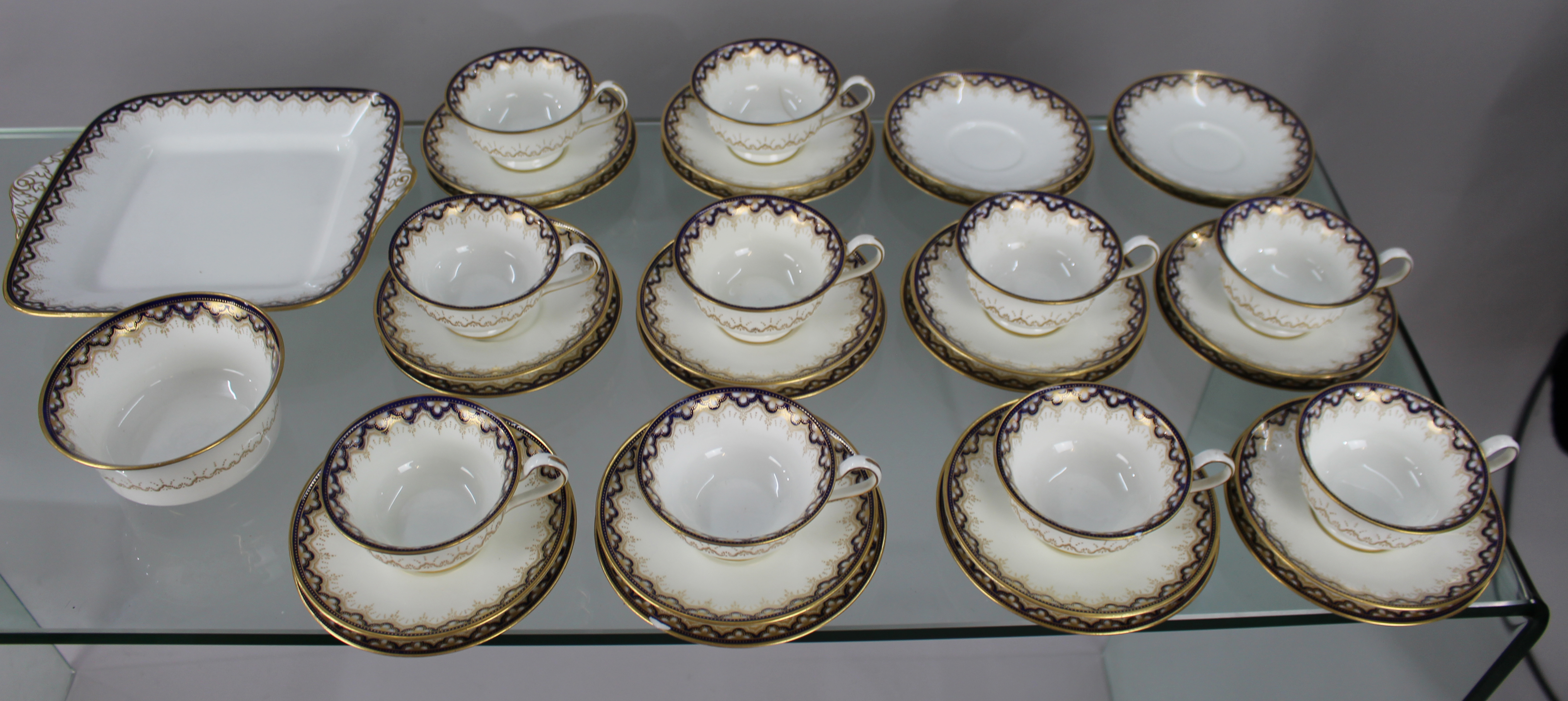 Edwardian Wedgwood Cobalt Blue & White Tea Service - Image 2 of 3