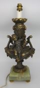 Vintage Brass Cherub Onyx Table Lamp