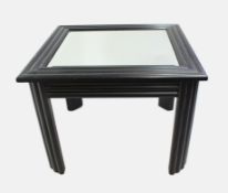 Mirror Topped Ebonized Side Table