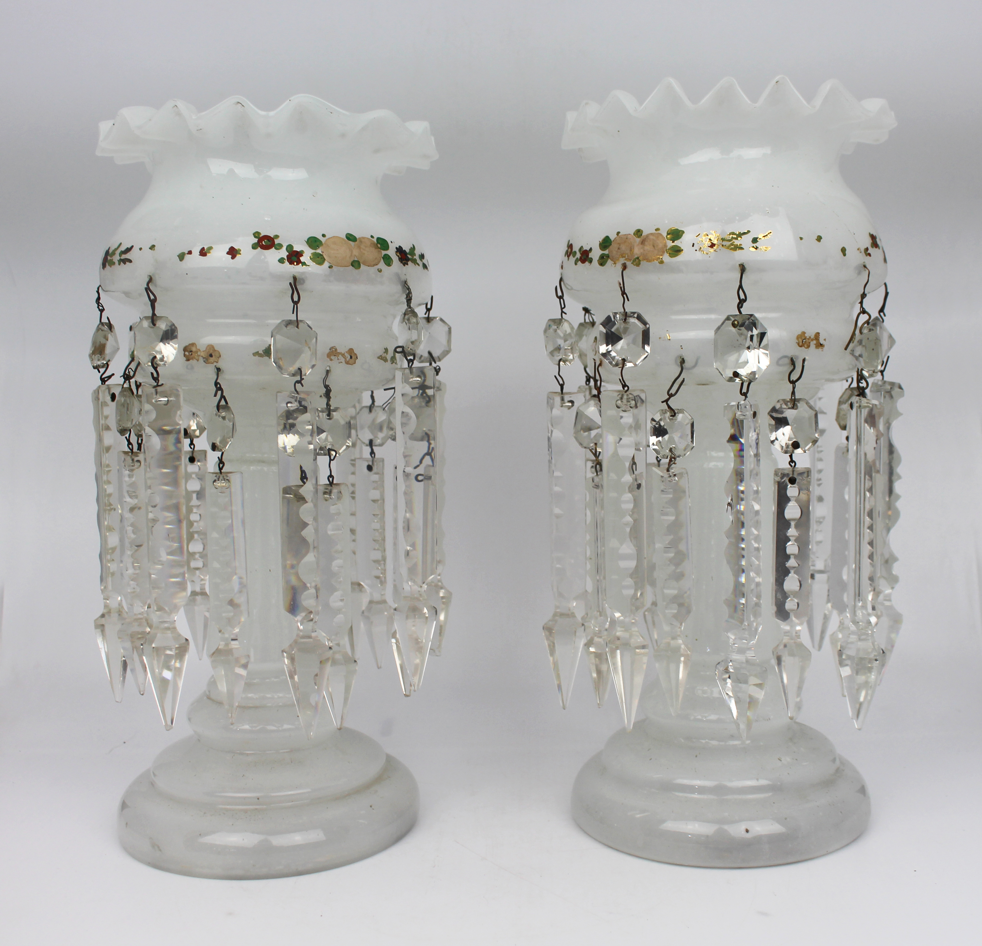 Pair of Victorian Glass Lustres