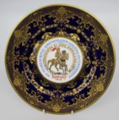 Caverswall Limited Edition ""Domesday"" Plate Cobalt Blue & Gilded