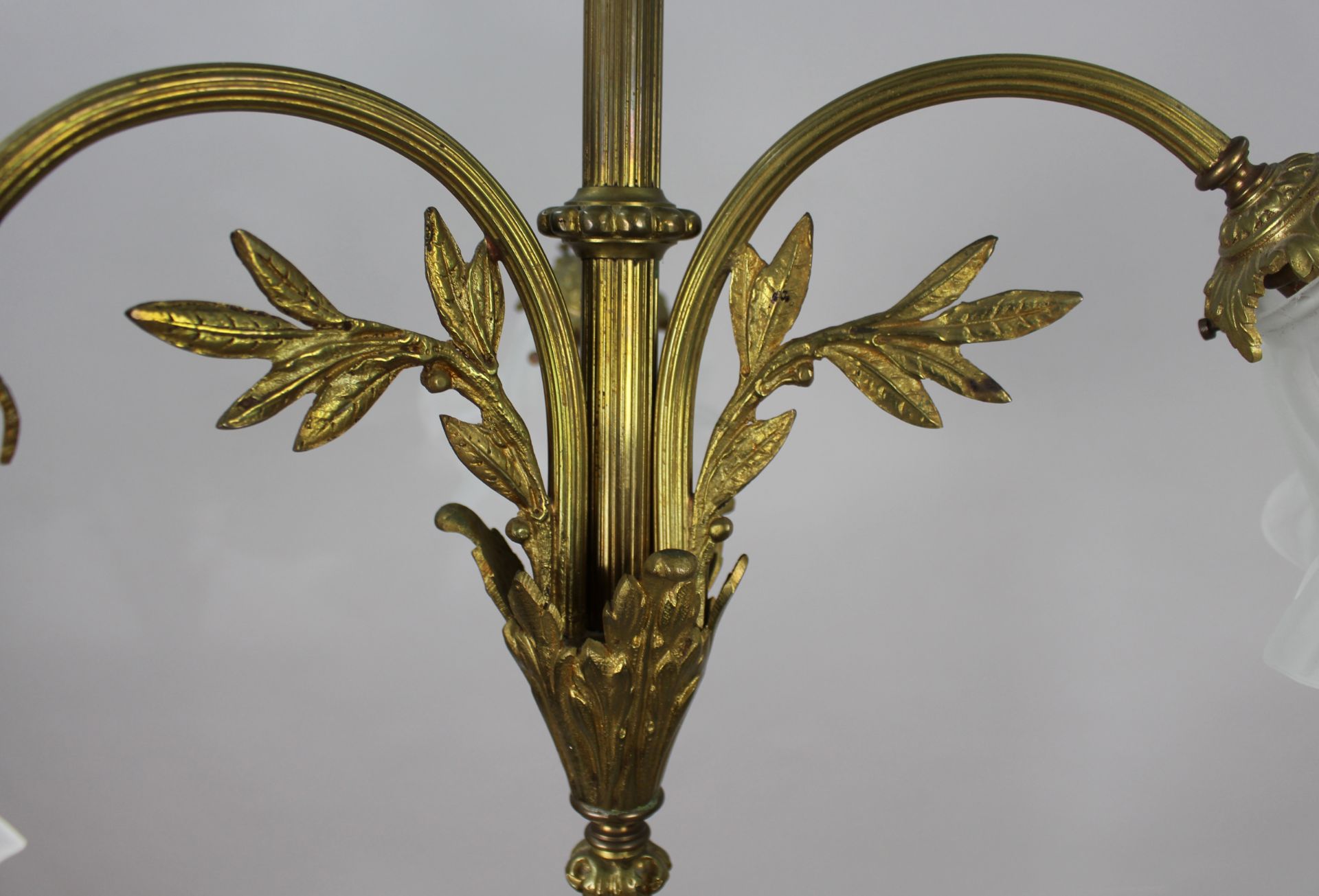 Antique French Gilt Metal 3 Light Chandelier - Image 9 of 9