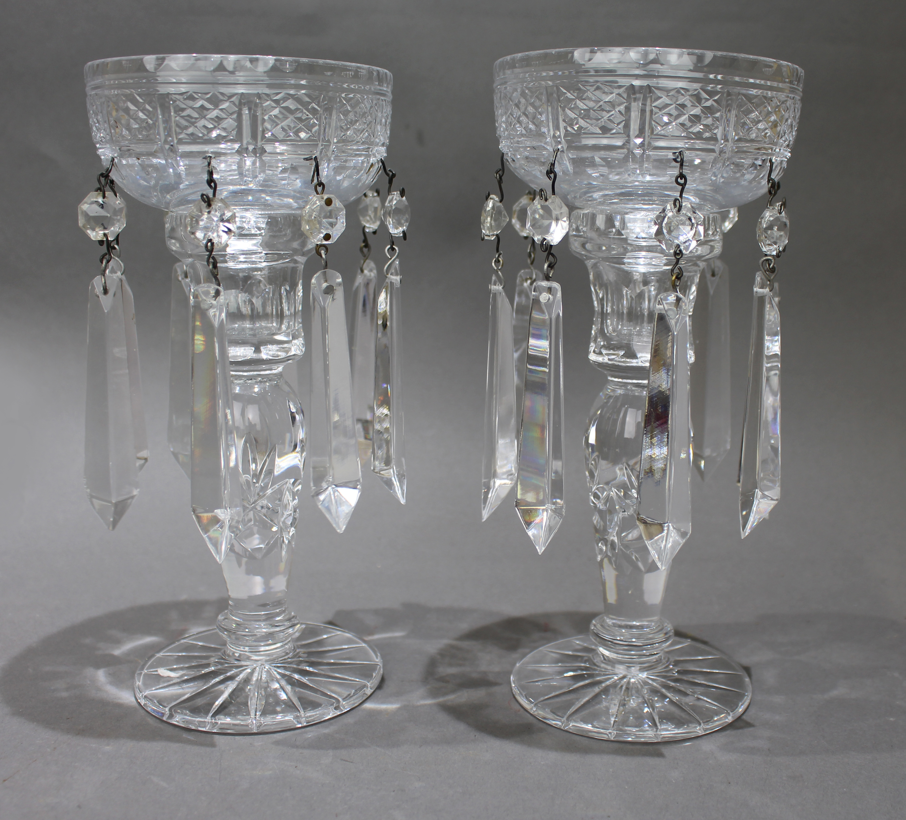 Pair of Cut Glass Crystal Lustres