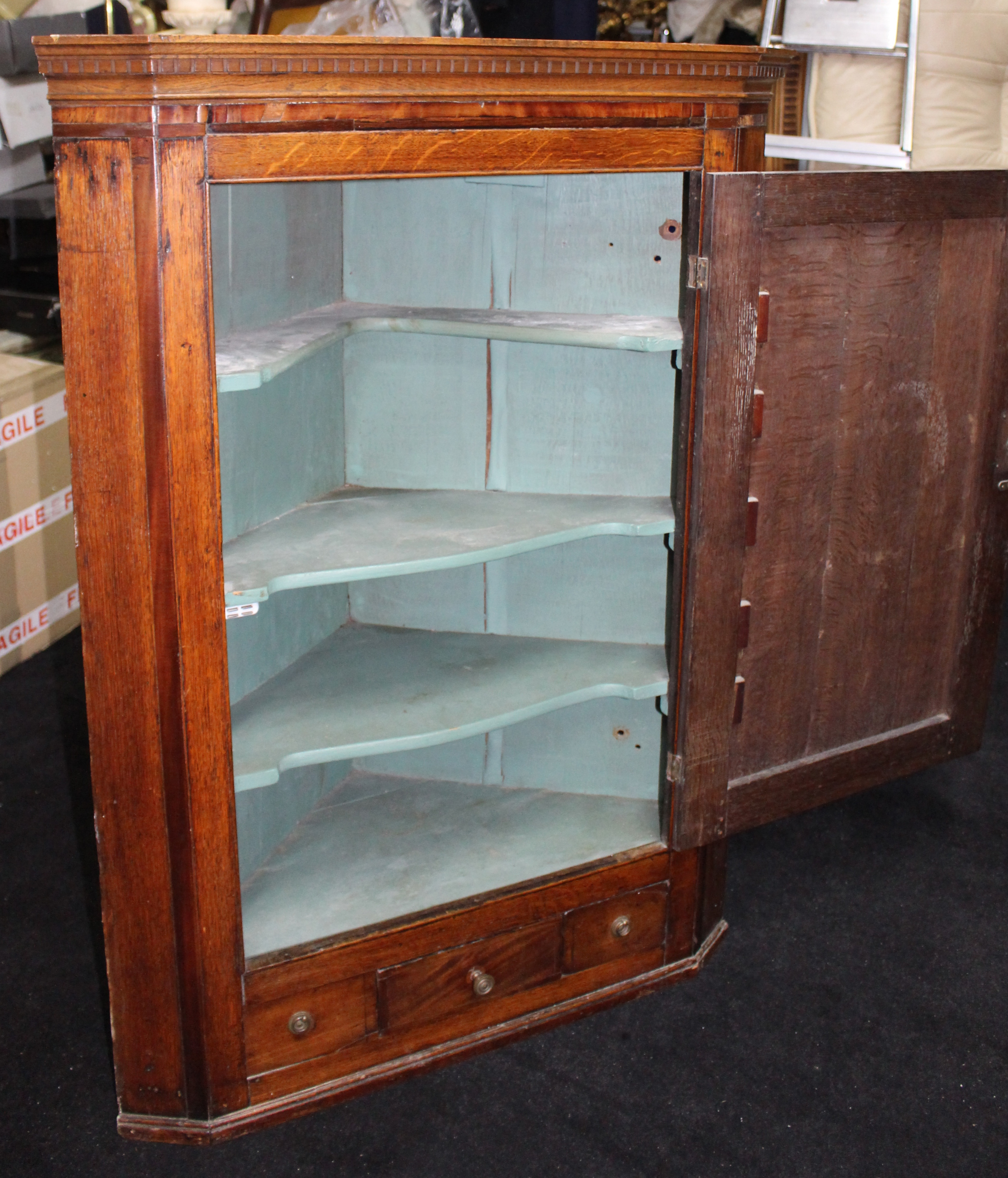 Georgian Mahogany Hanging Corner Cabinet Cupboard - Image 4 of 6