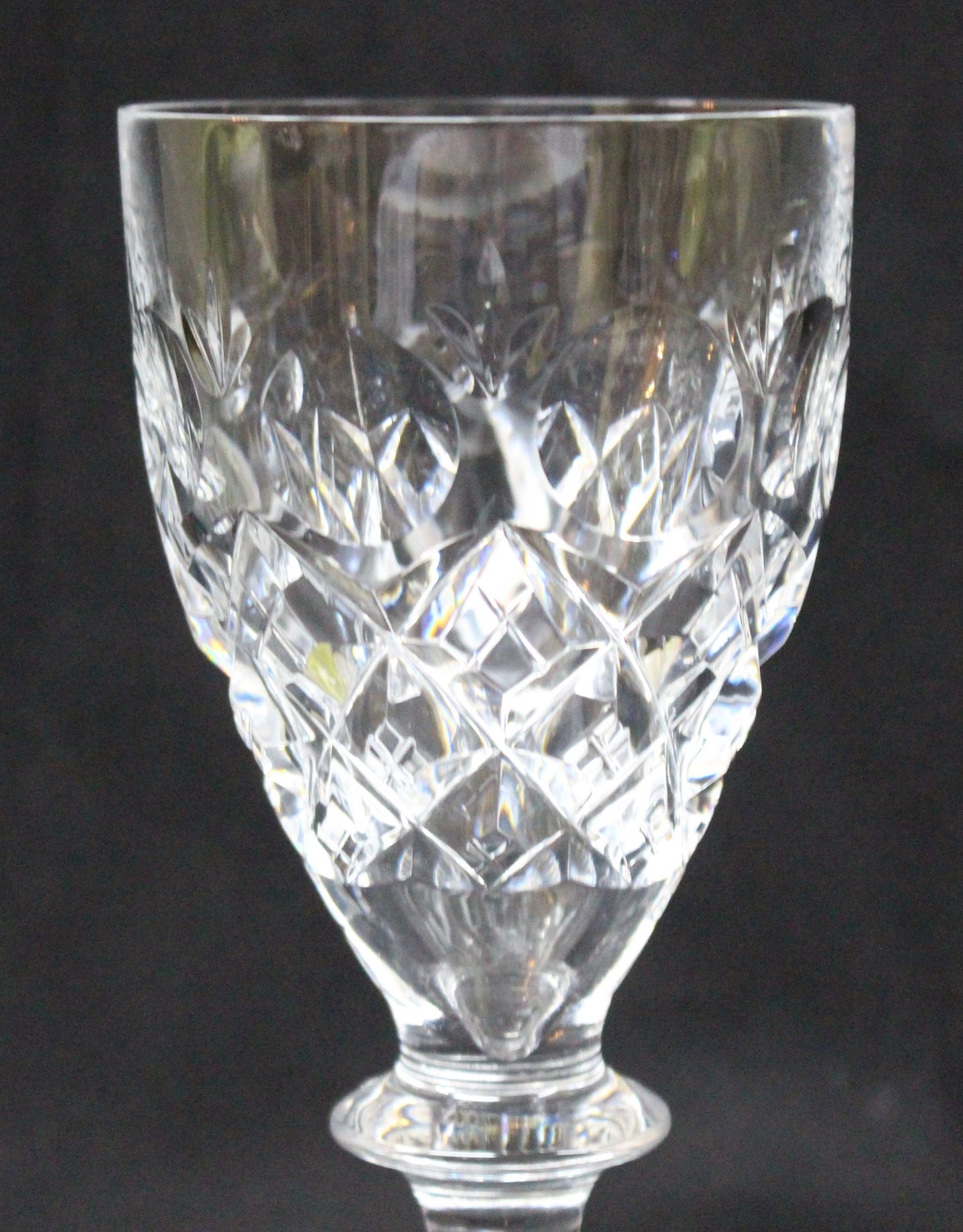 Set of 6 Heavy Cut Glass English Wine Glasses - Image 3 of 6