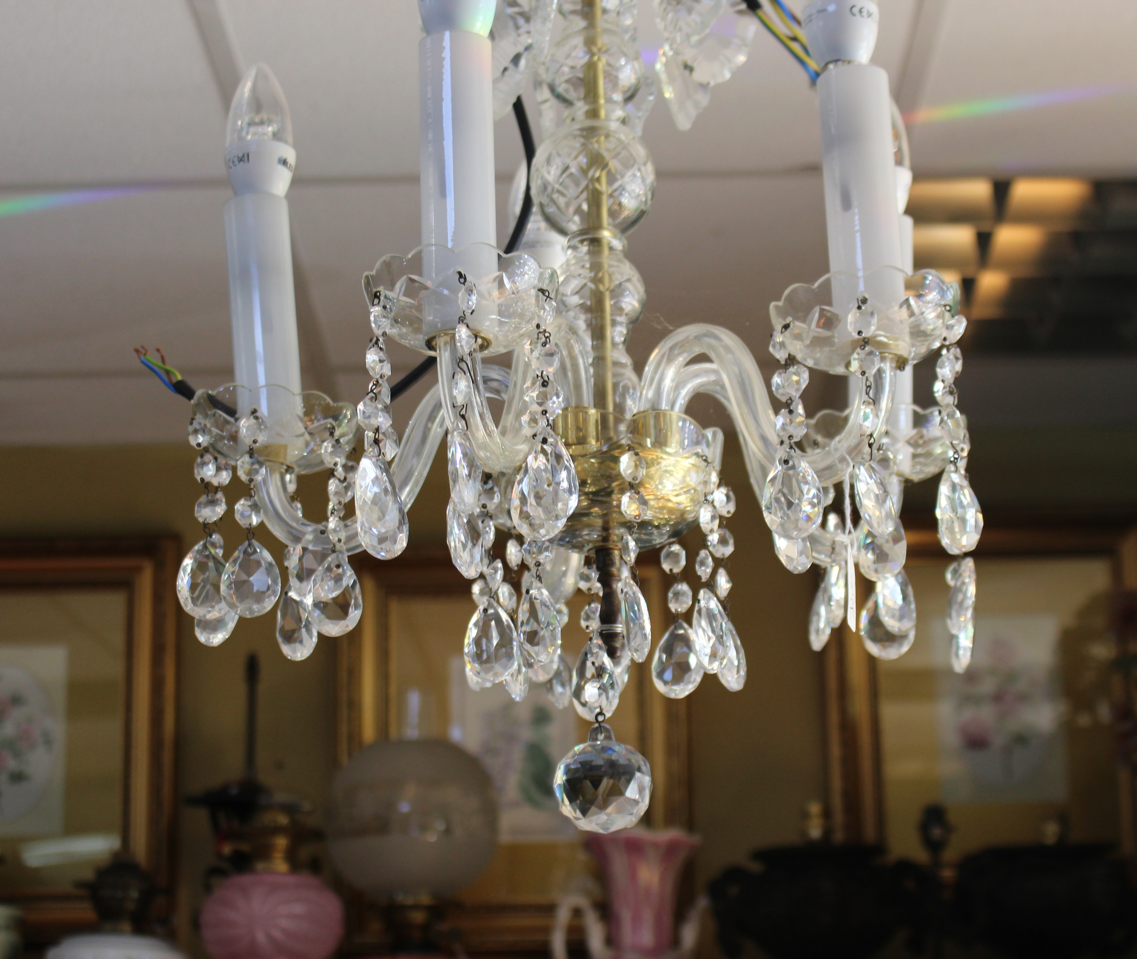 Cut Glass Crystal Five Light Chandelier - Image 3 of 3