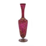 Antique Early 19th c. Gilded Cranberry Glass Vase