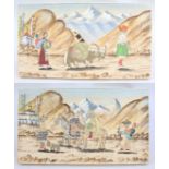 Pair of Indian Gangtok Silk Road Embroideries