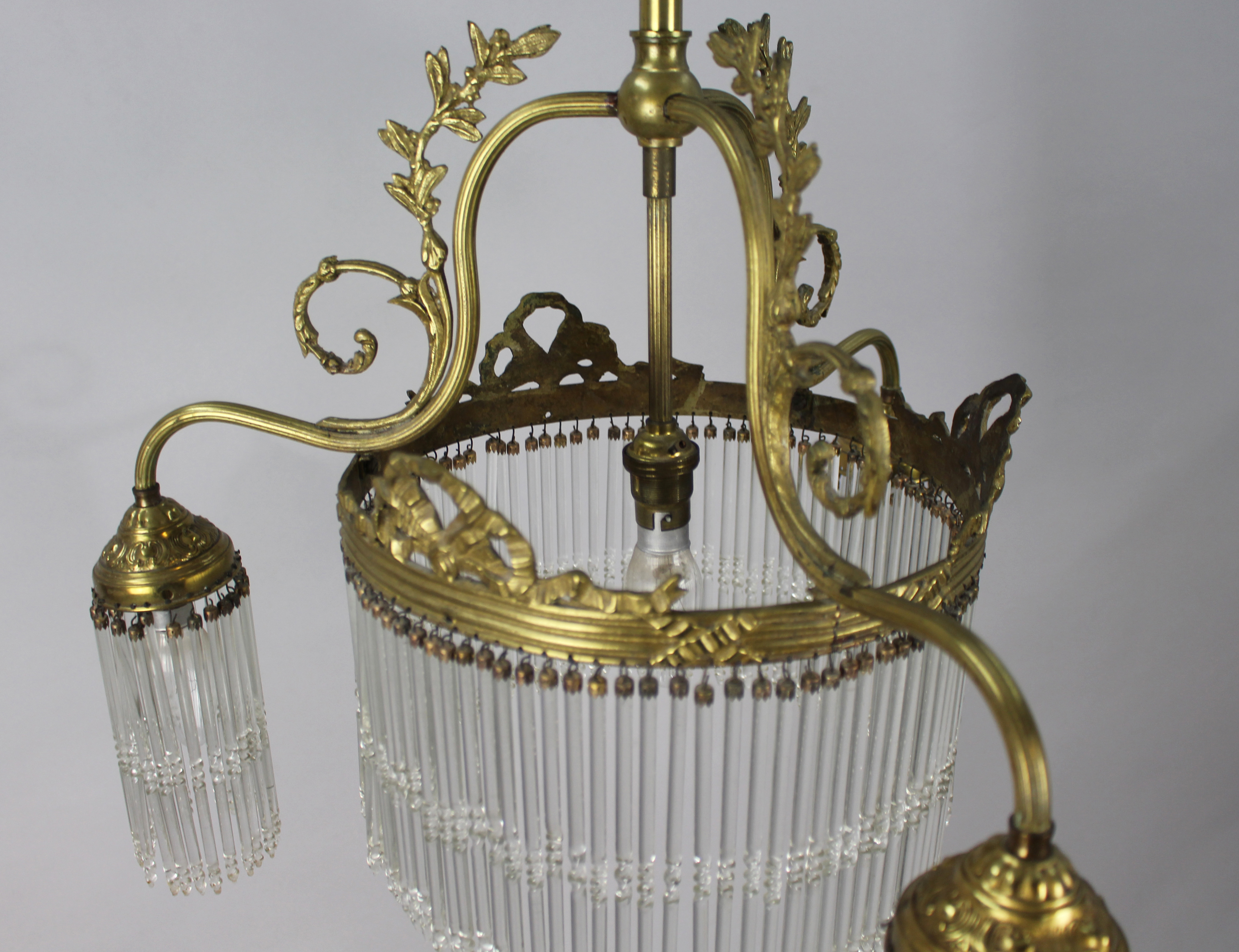 French & Crystal Gilt Brass Chandelier c.1930 - Image 6 of 9