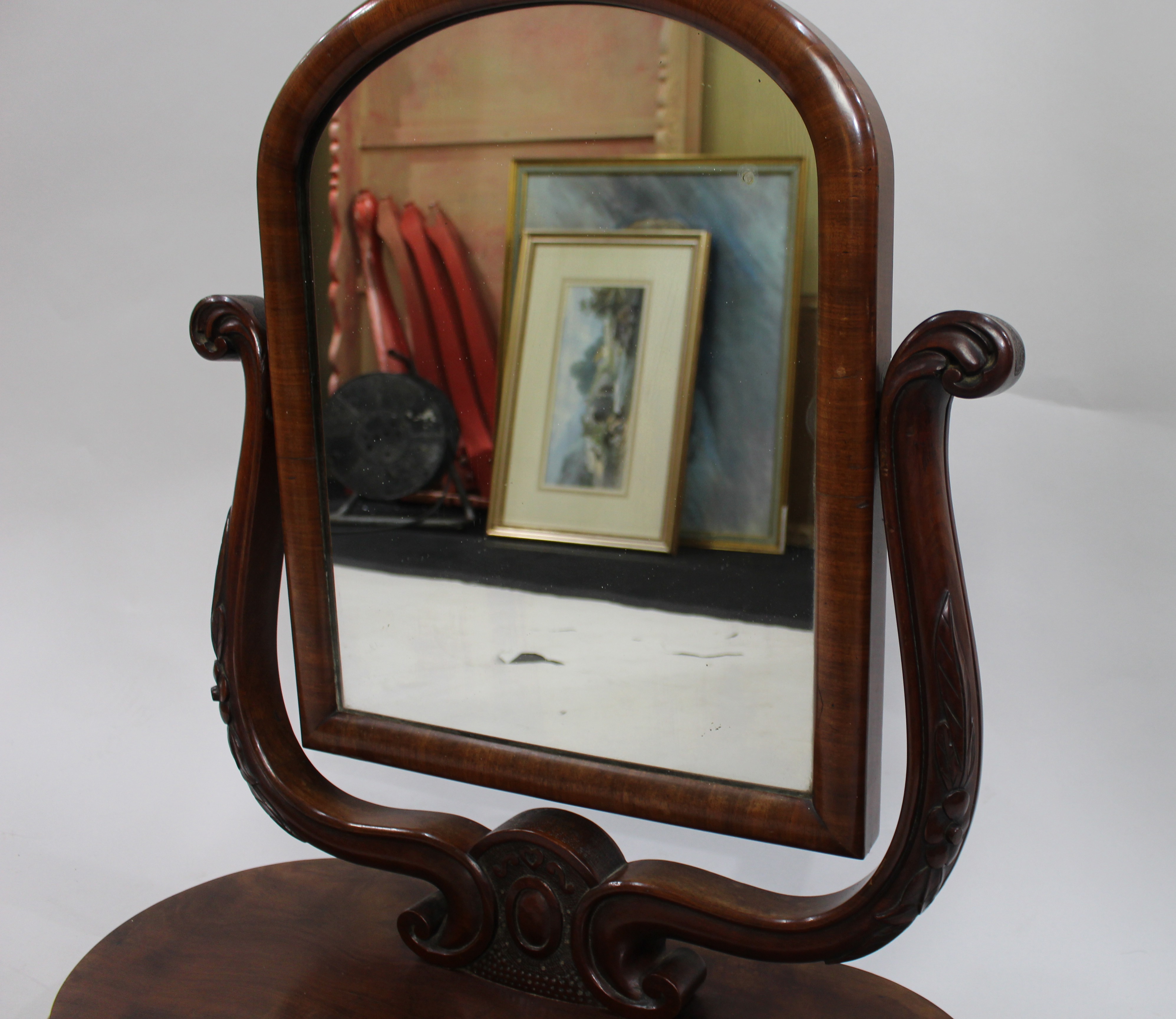 Victorian Mahogany Harp Shaped Vanity Mirror - Image 3 of 6