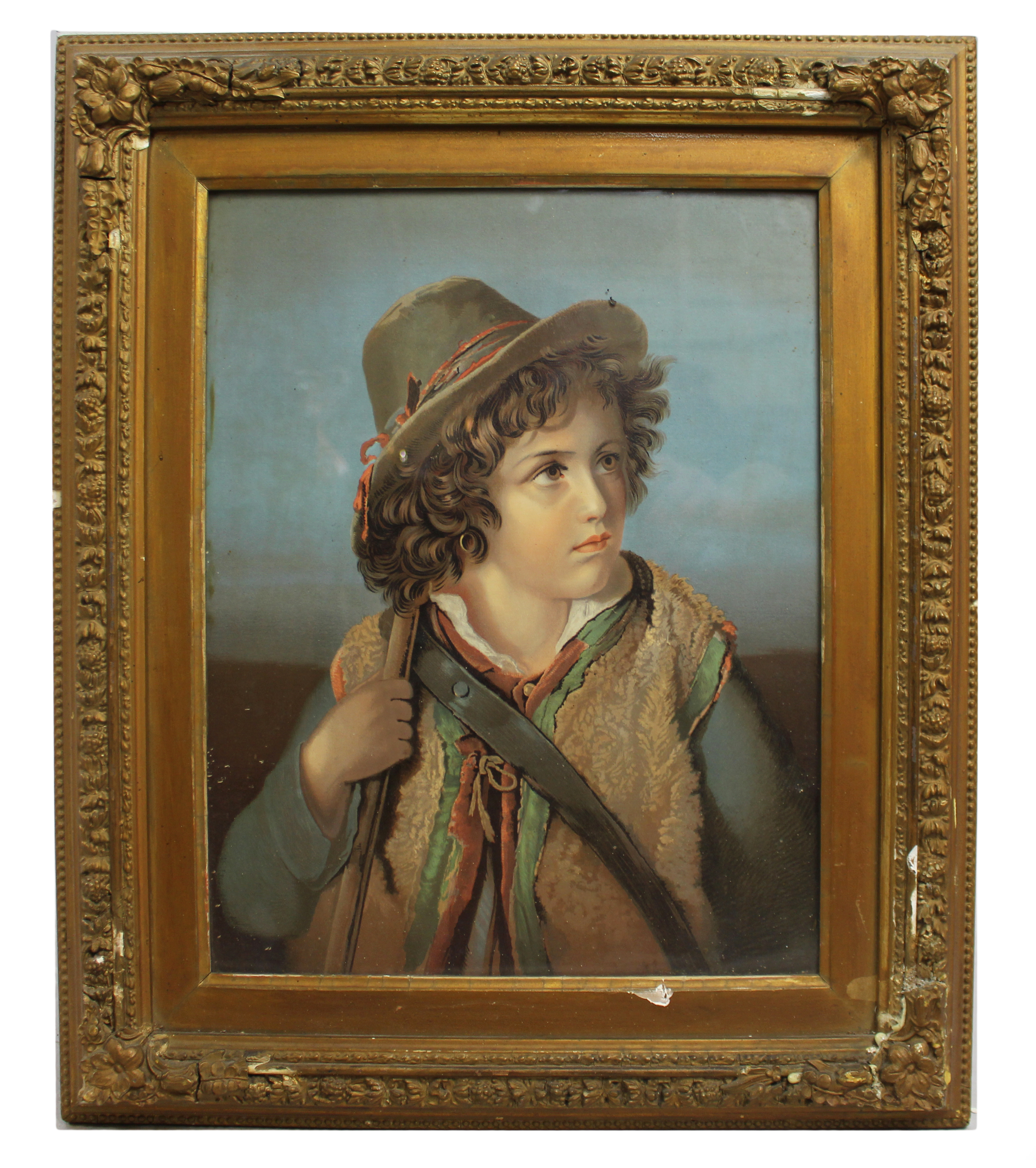 Pair of Victorian Oleograph Portraits Set in Gilt Frames - Image 2 of 5