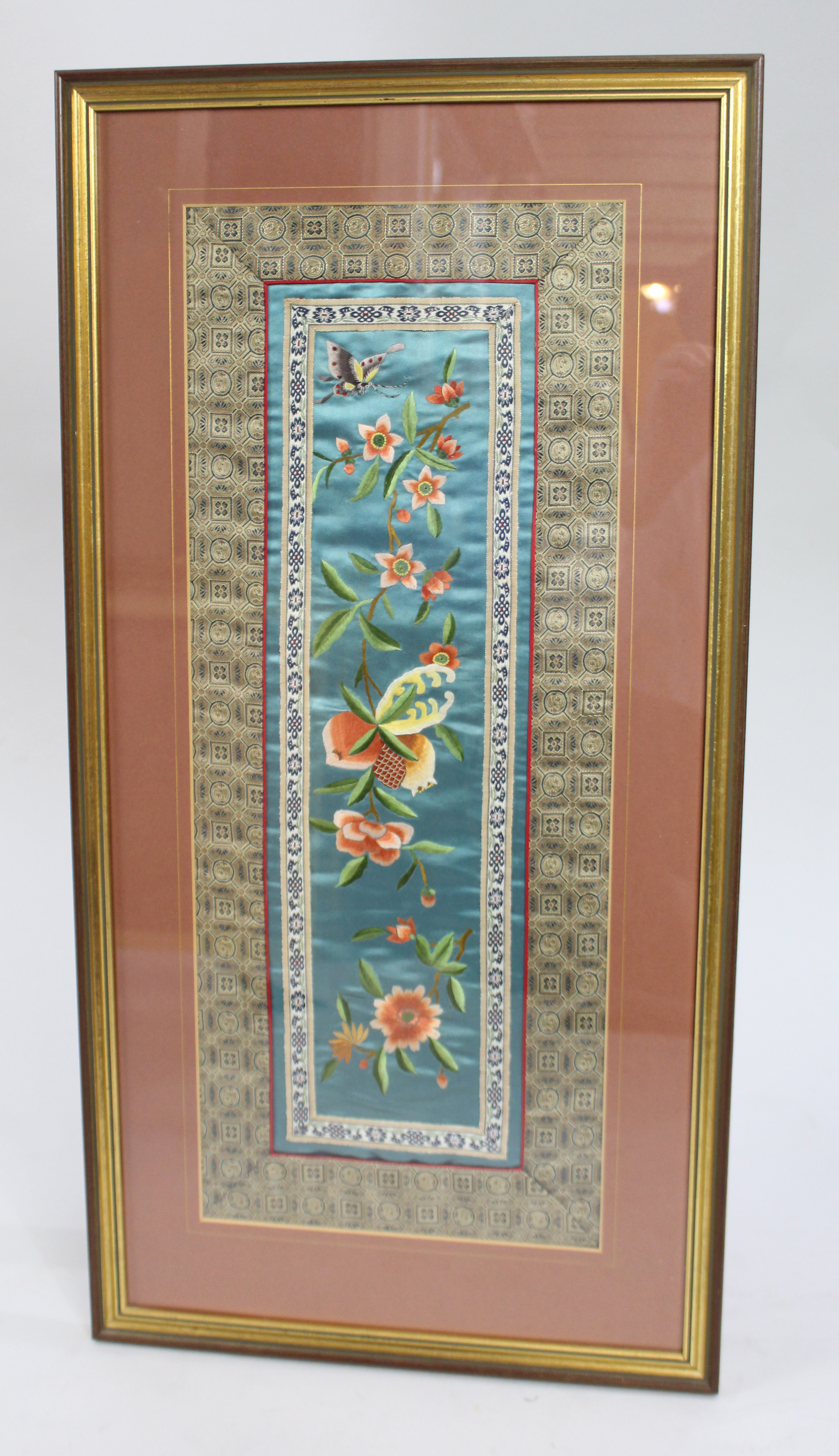 Fine Chinese Silkwork Panel in Gilt Frame