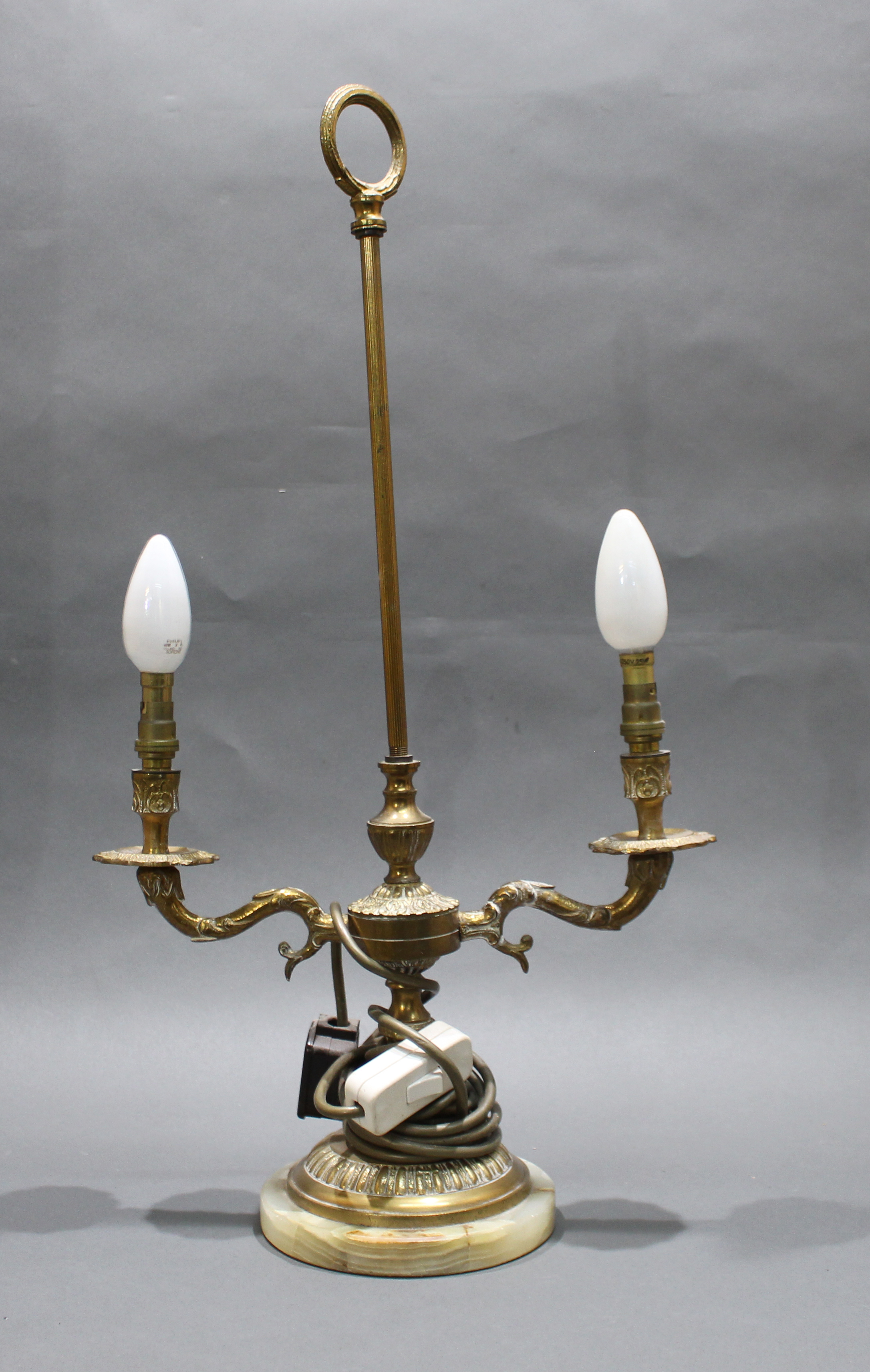 Brass & Onyx Two Light Table Lamp - Image 2 of 2