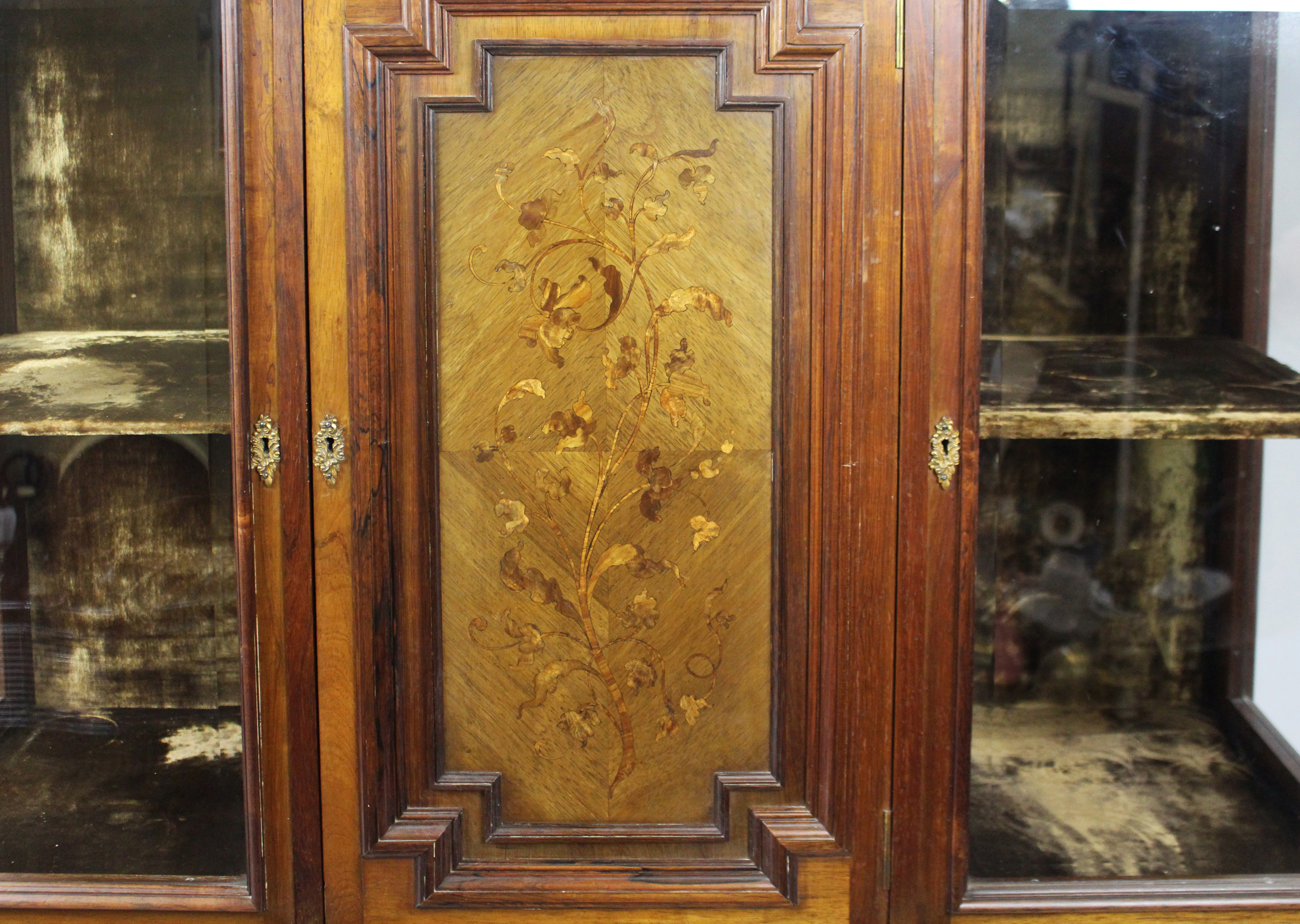 Late Victorian Inlaid Rosewood Display Cabinet - Image 4 of 7