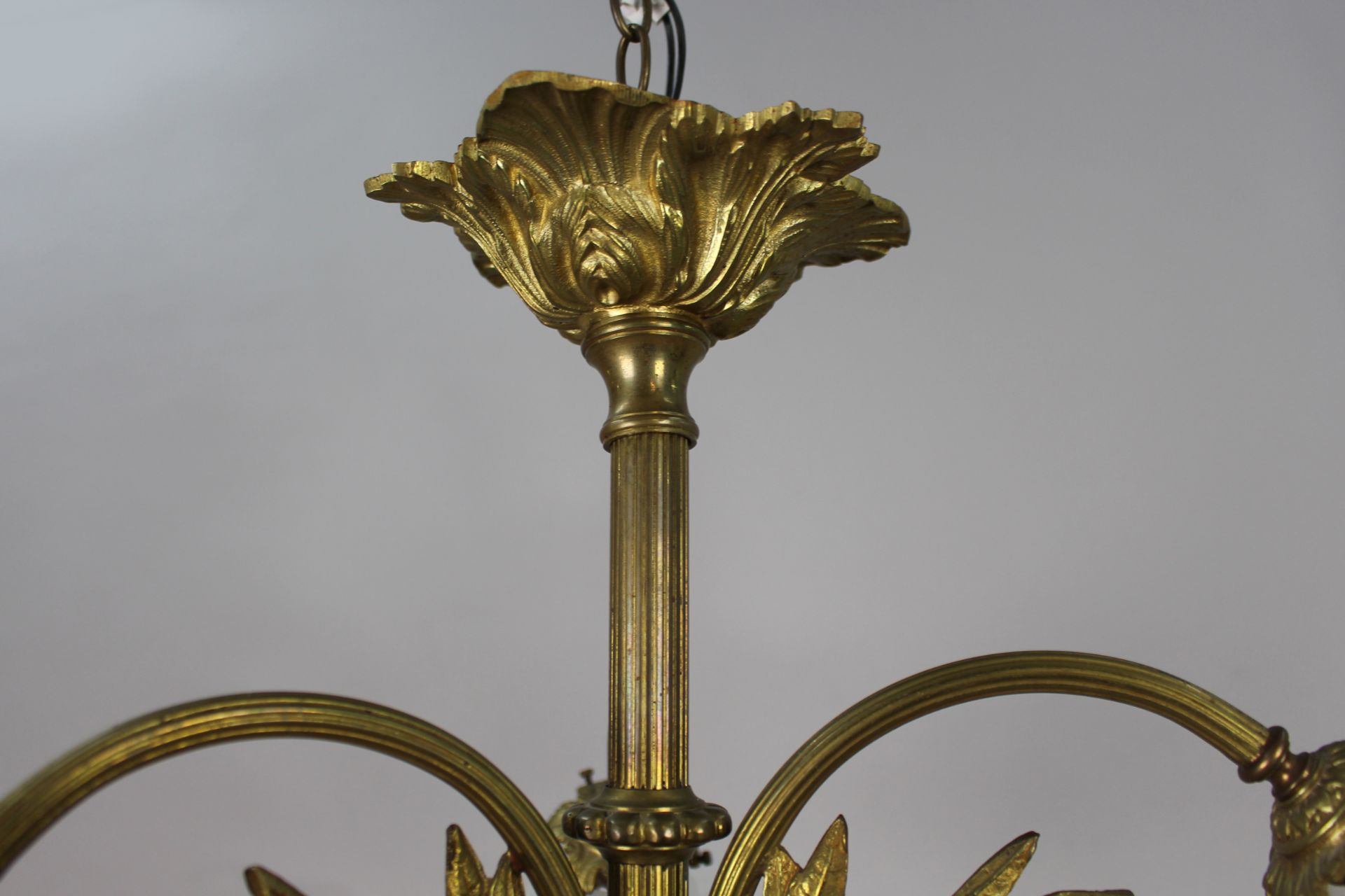 Antique French Gilt Metal 3 Light Chandelier - Image 8 of 9