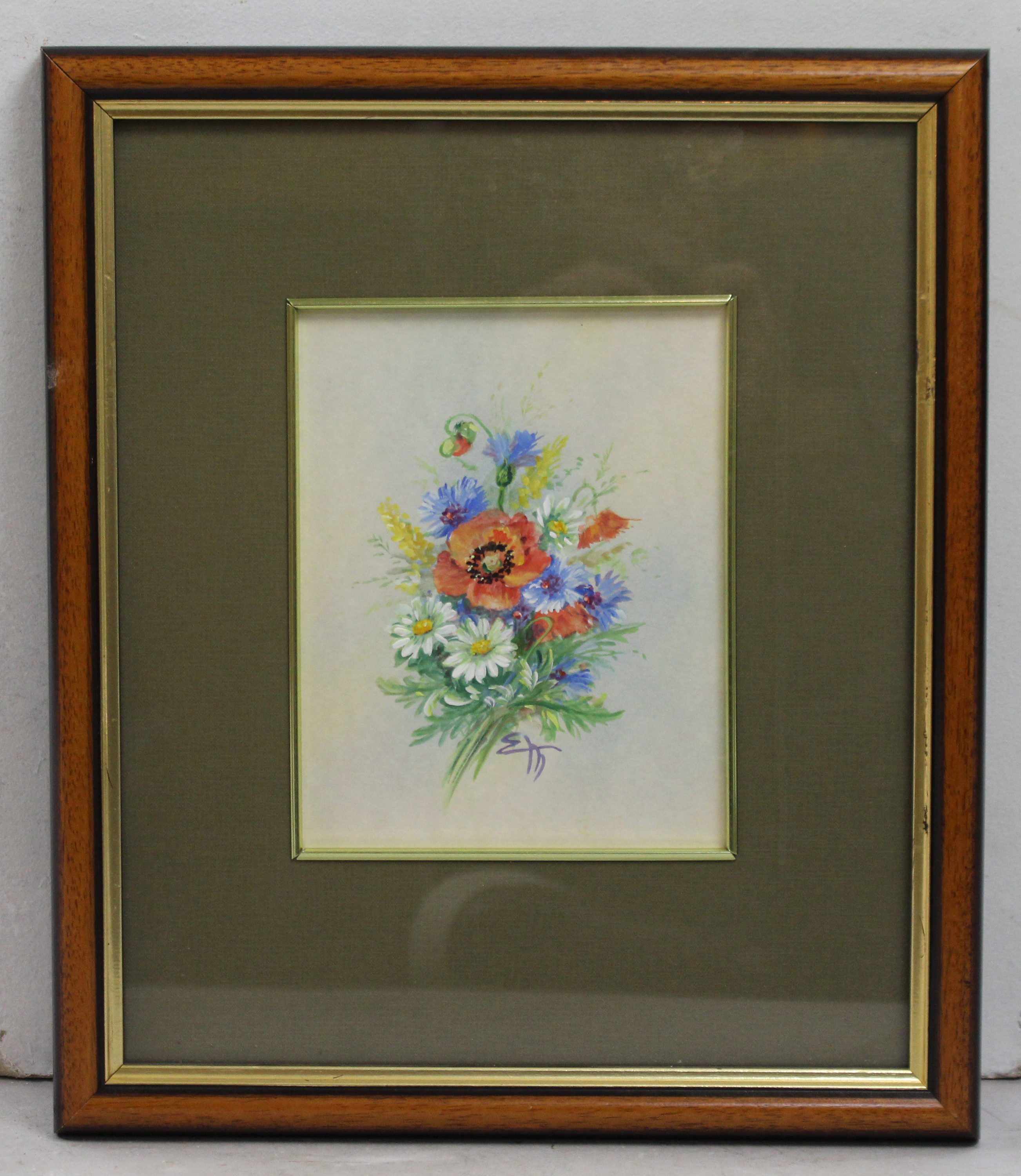 Pair of Water & Gouache Still Life Flowers Framed - Image 5 of 7