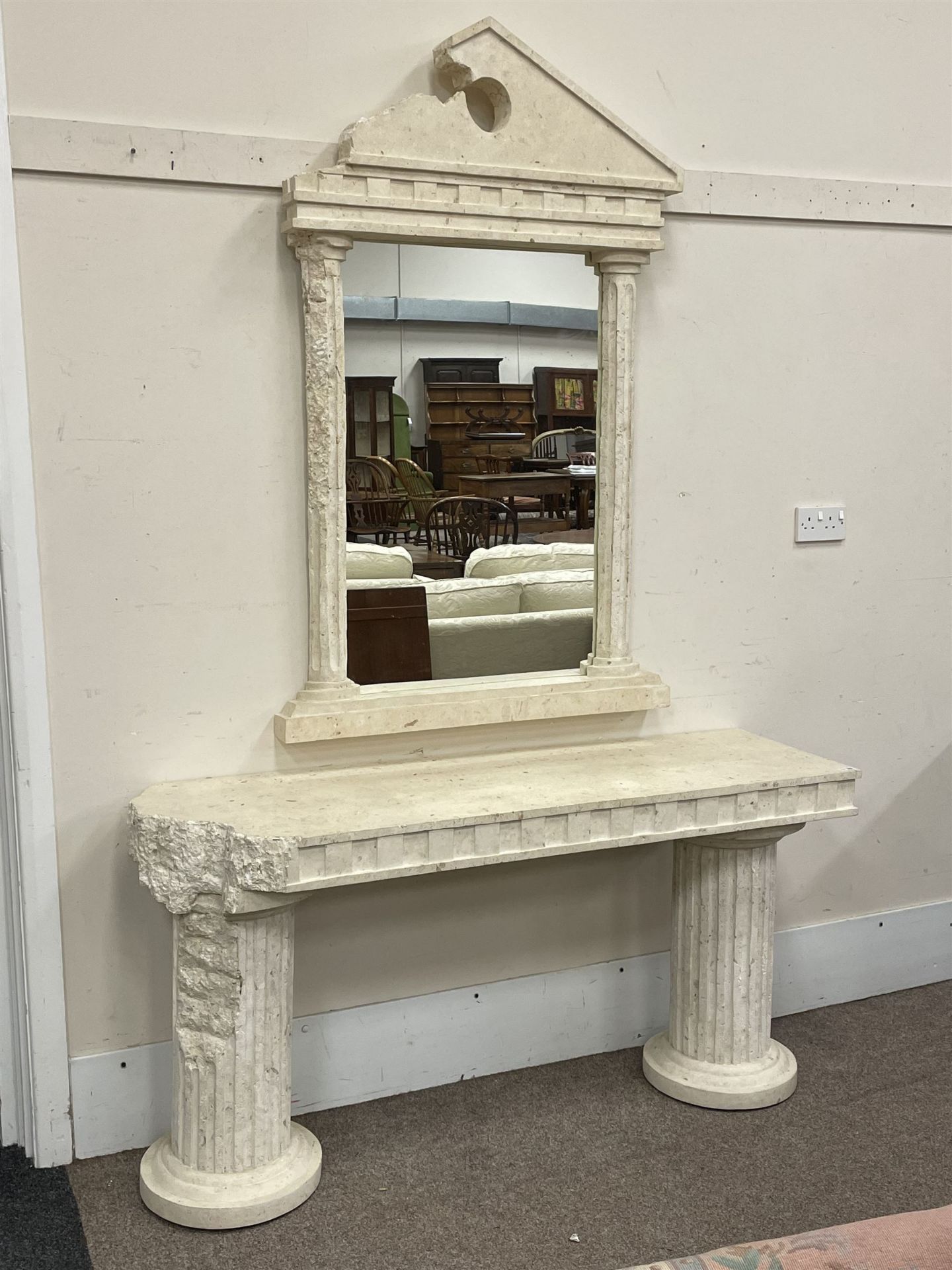 Cast Classical Architectural Stone Effect Console Table & Mirror - Image 5 of 8