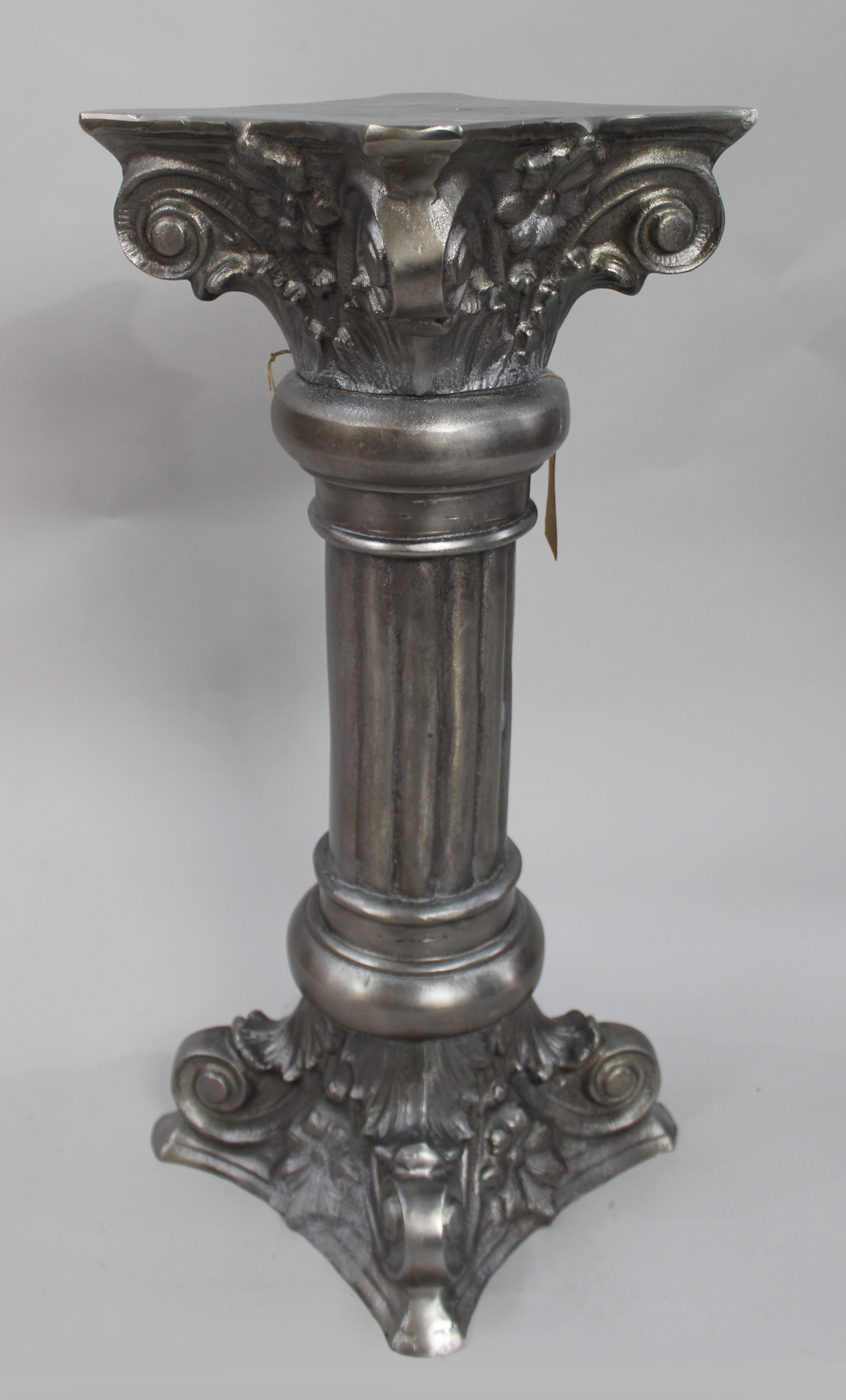 Ornate Silvered Column Pedestal Stand