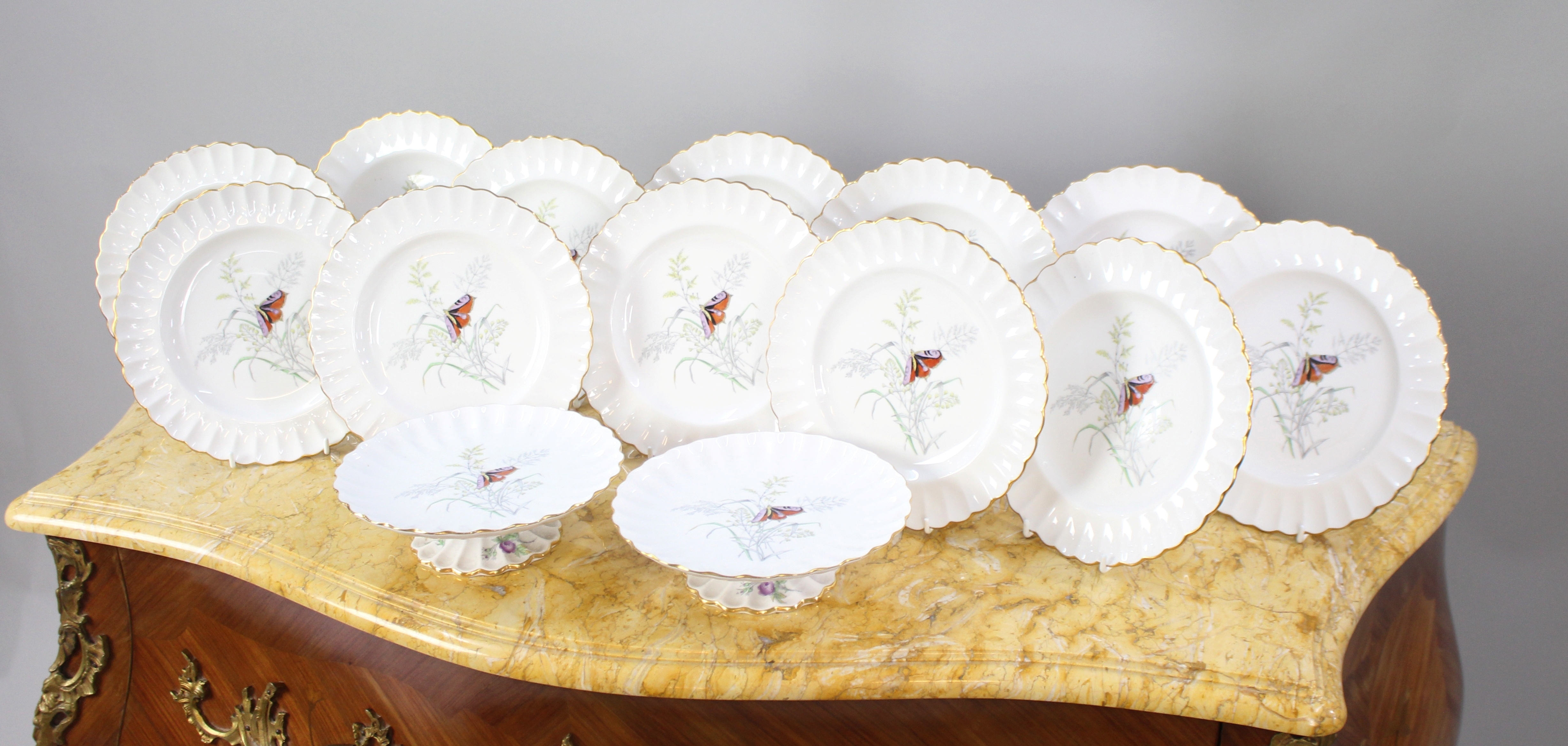 14 Piece Spode Butterfly Pattern Dessert Service 1954