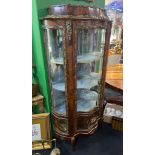 Antique French Serpentine Vernis Martin Display Cabinet