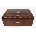 Regency Amboyna Silver Ebony & Abalone Inlaid Writing Box