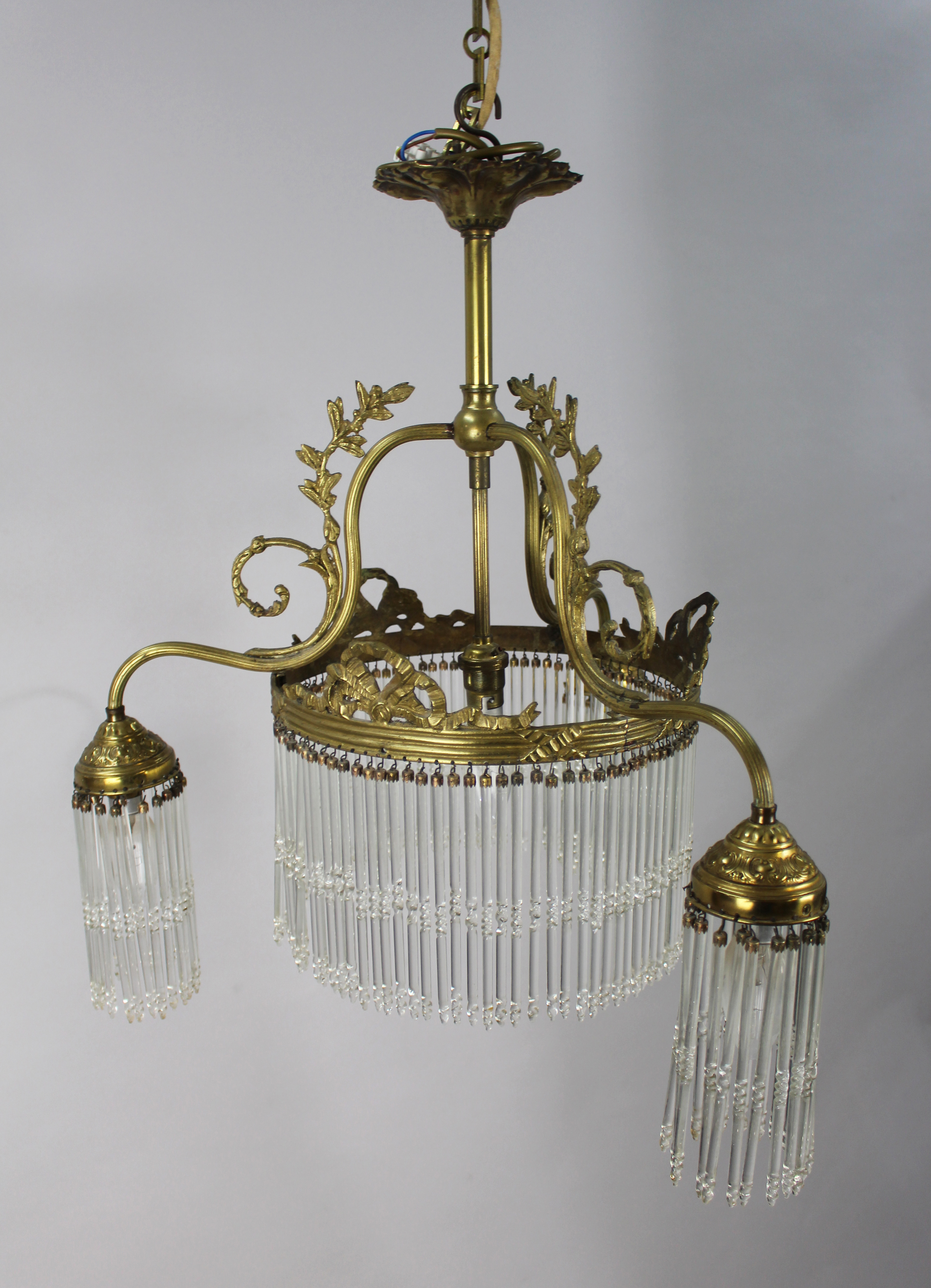 French & Crystal Gilt Brass Chandelier c.1930 - Image 7 of 9