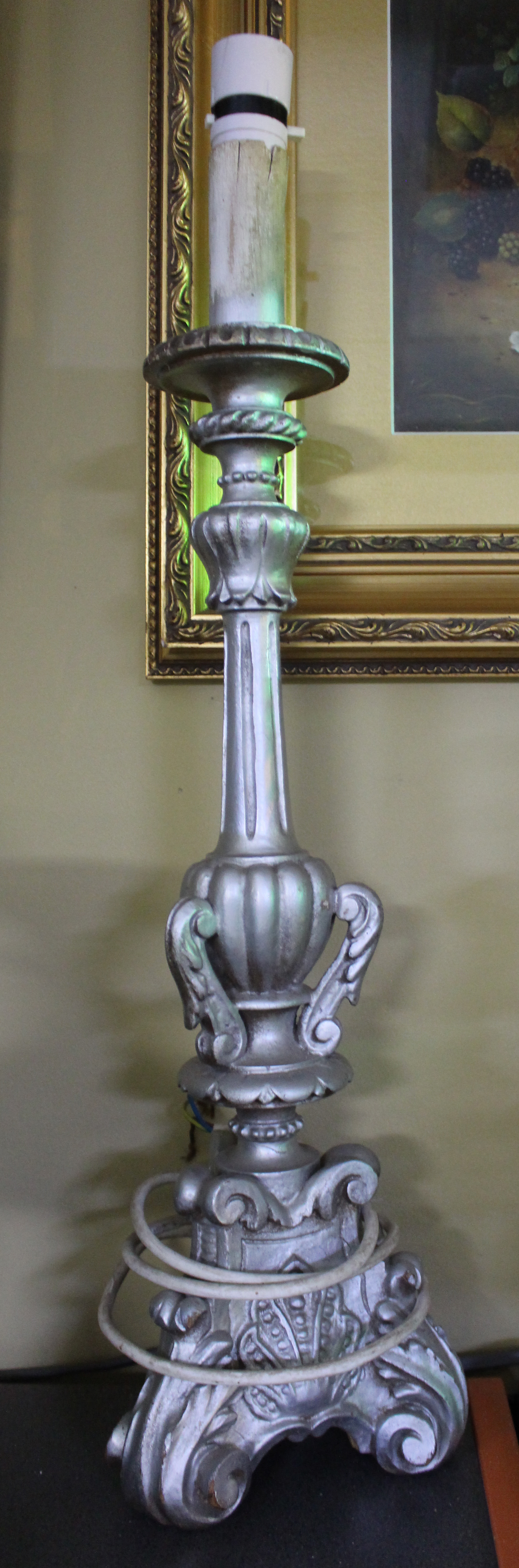 Carved Silver Leaf Table Lamp