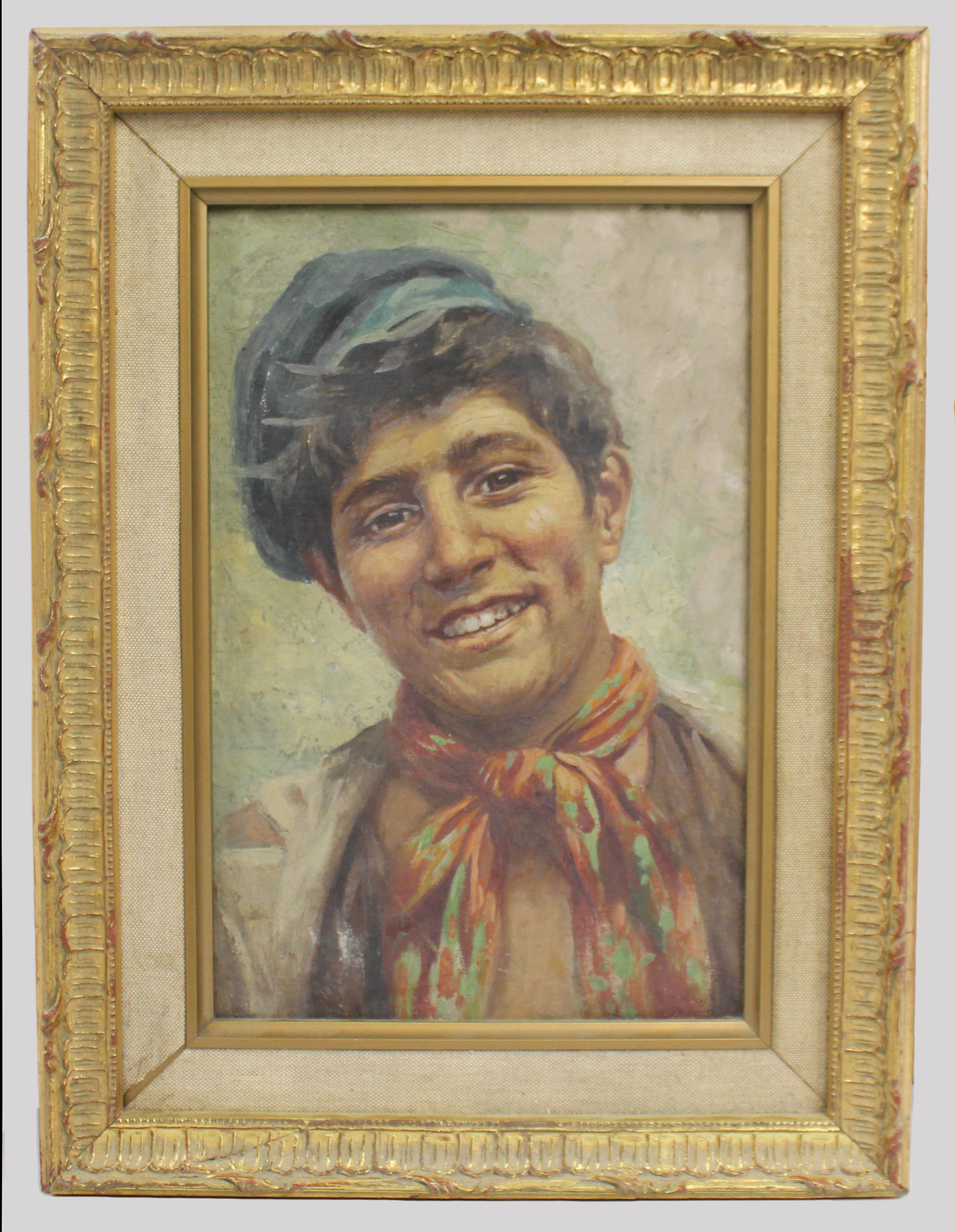 Italian School Portrait of a Neapolitan Youth Oil on Canvas