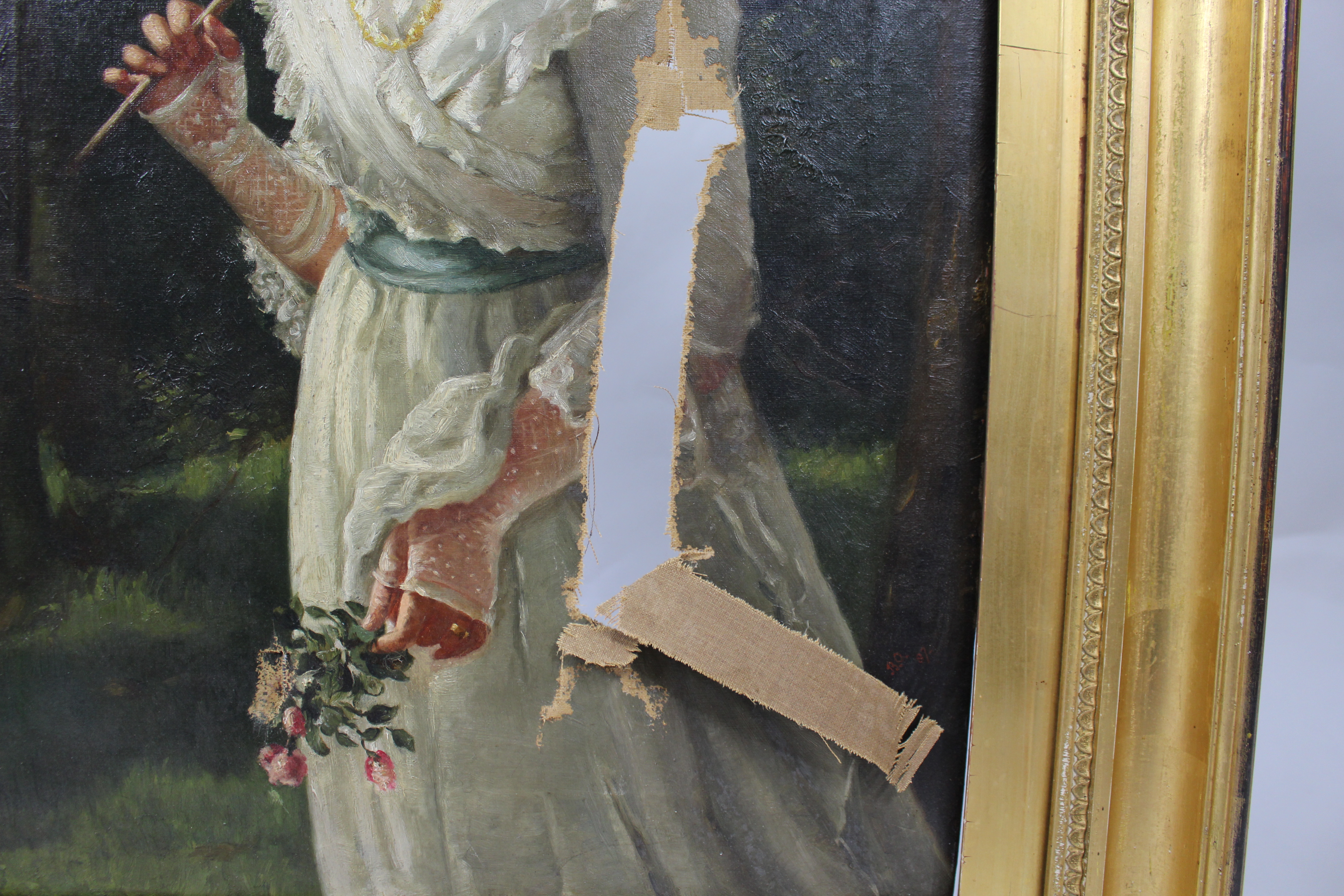 Beatrice Offor Victorian Bride Oil on Canvas Damaged - Image 3 of 8