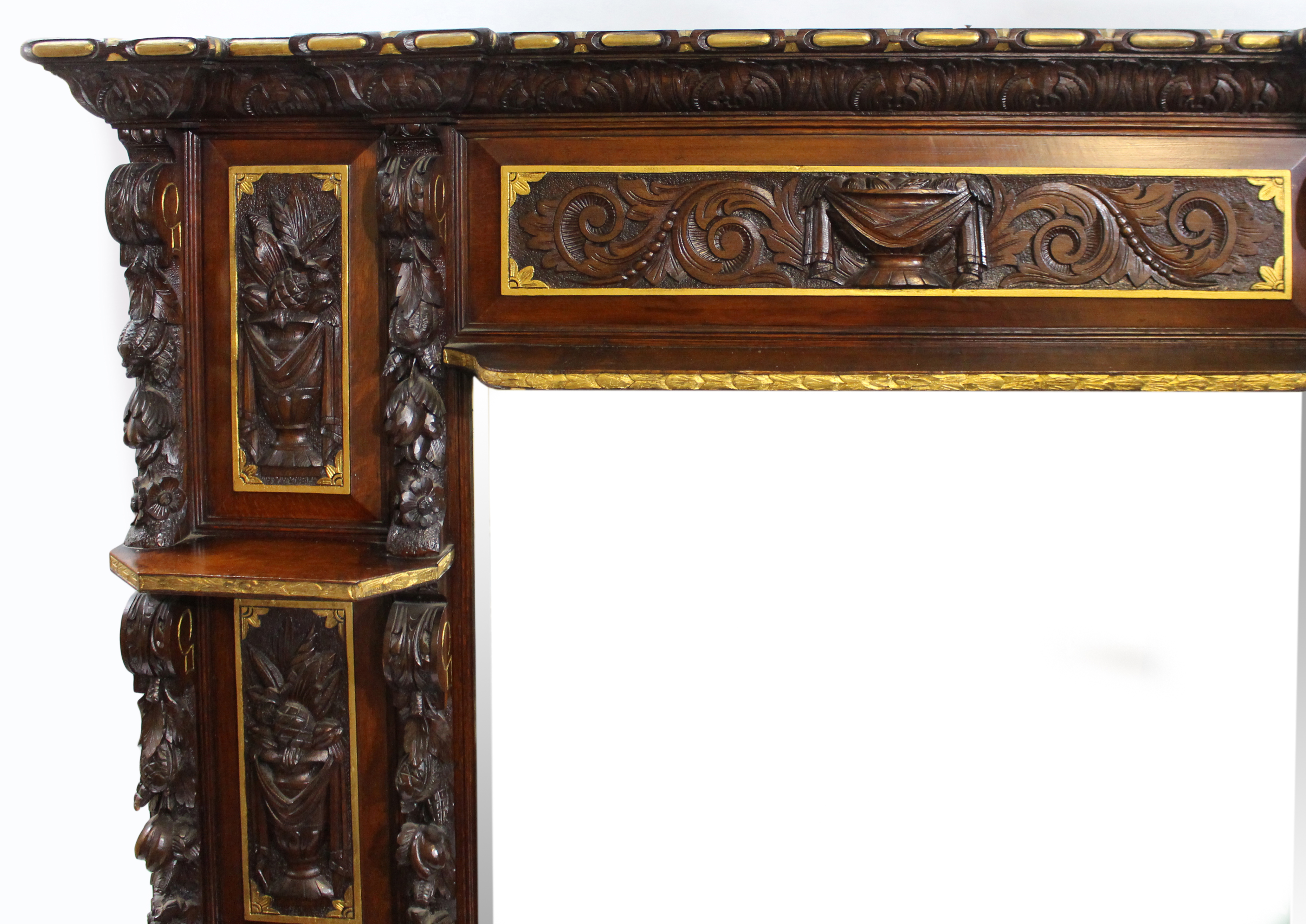 Impressive Mid 19th c. Carved Oak Overmantel Mirror - Image 2 of 5