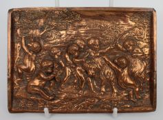 Italian Copper Relief Putti Plaque