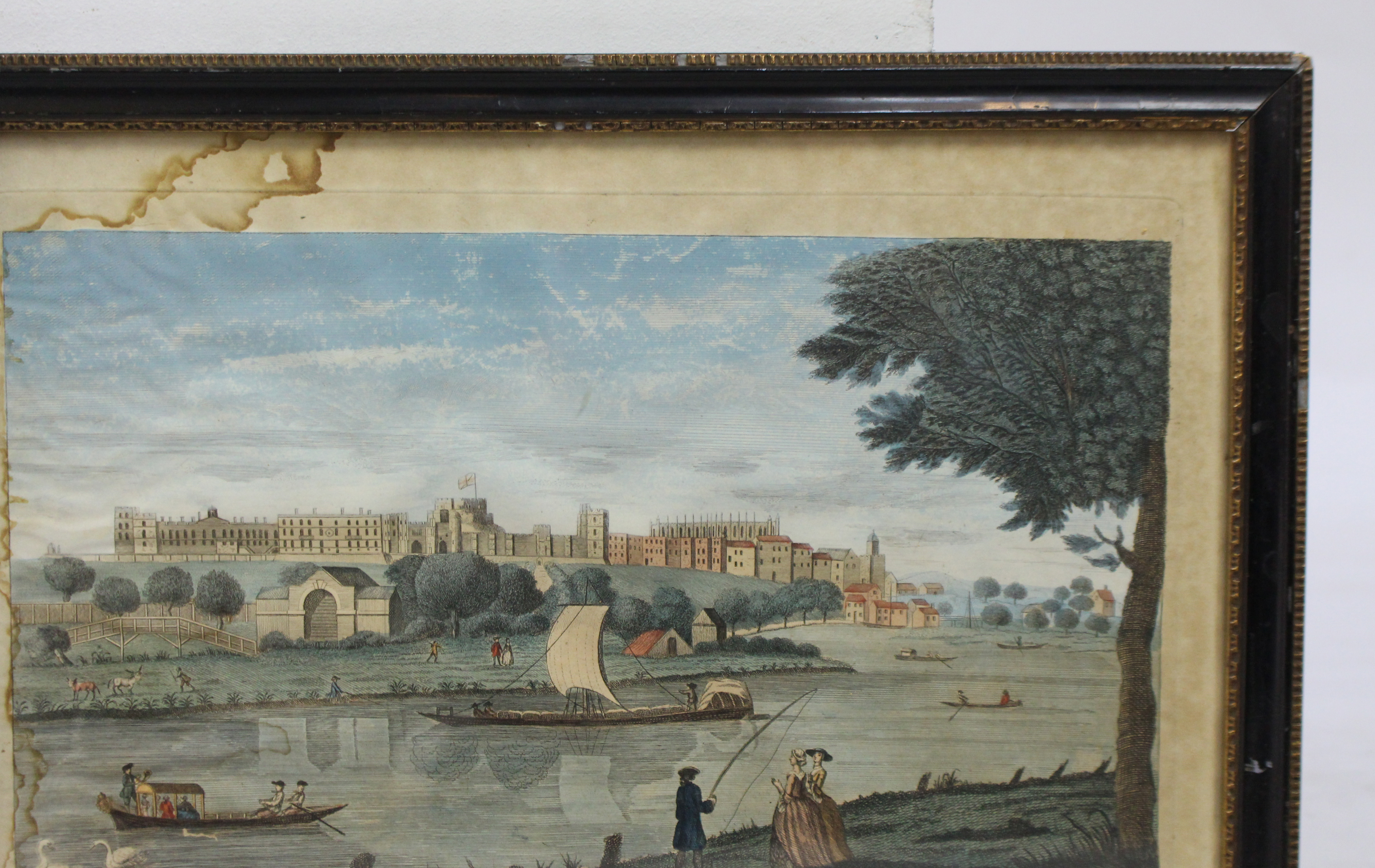 A View of the Royal Palace of Windsor 18th c. Coloured Mezzotint - Image 3 of 4