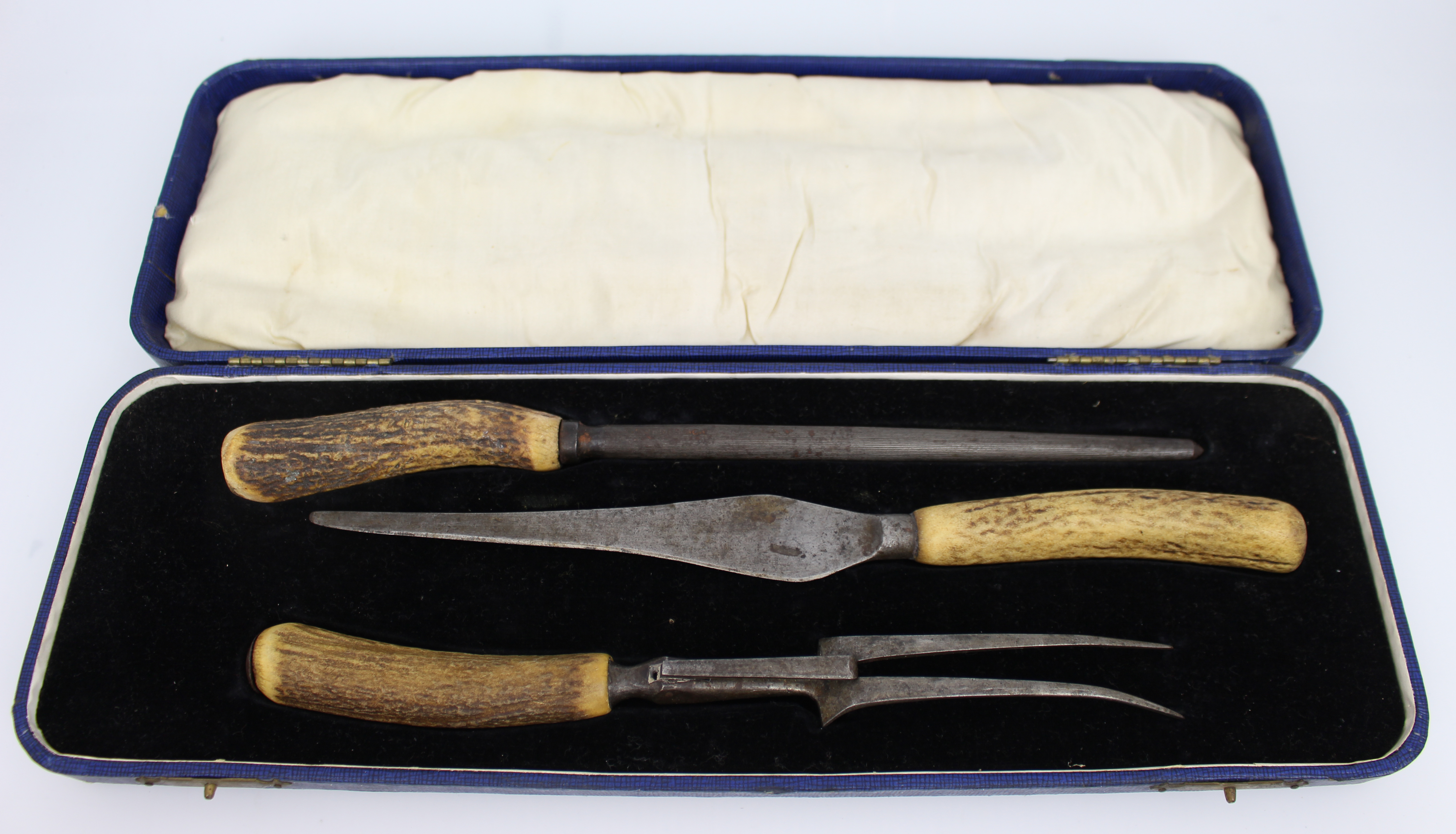 Antique Cased Horn Carving Set